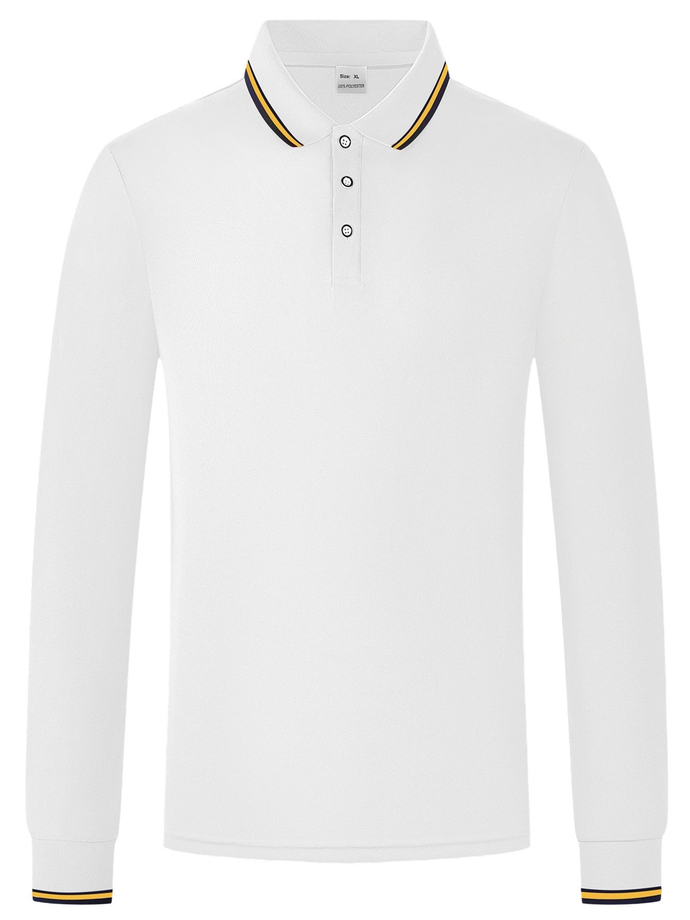 Men's Full Size Classic Long-Sleeve Polo with Striped Collar Plus Size designed for comfort and style at Lookzlike