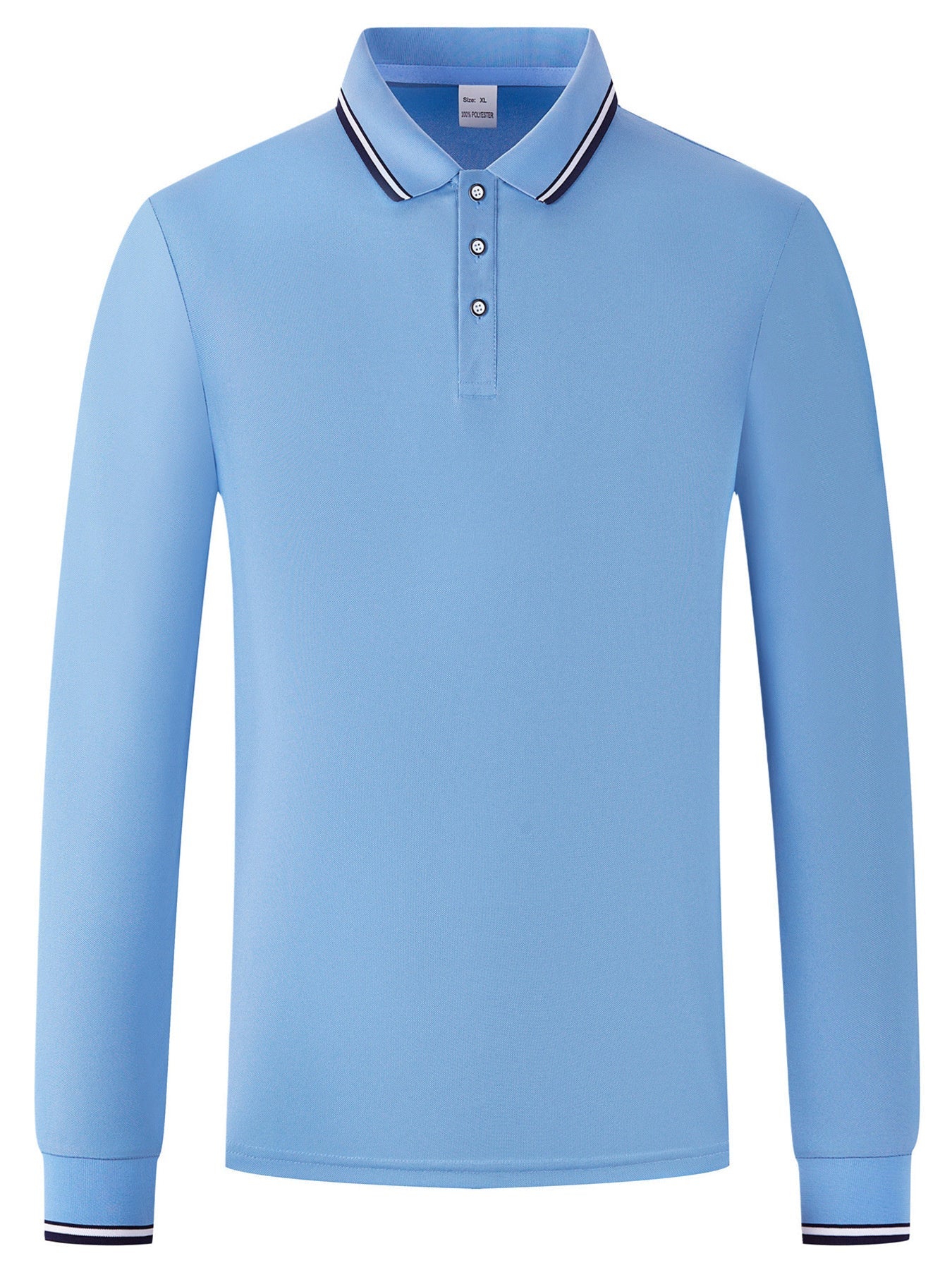 Men's Full Size Classic Long-Sleeve Polo with Striped Collar Plus Size designed for comfort and style at Lookzlike
