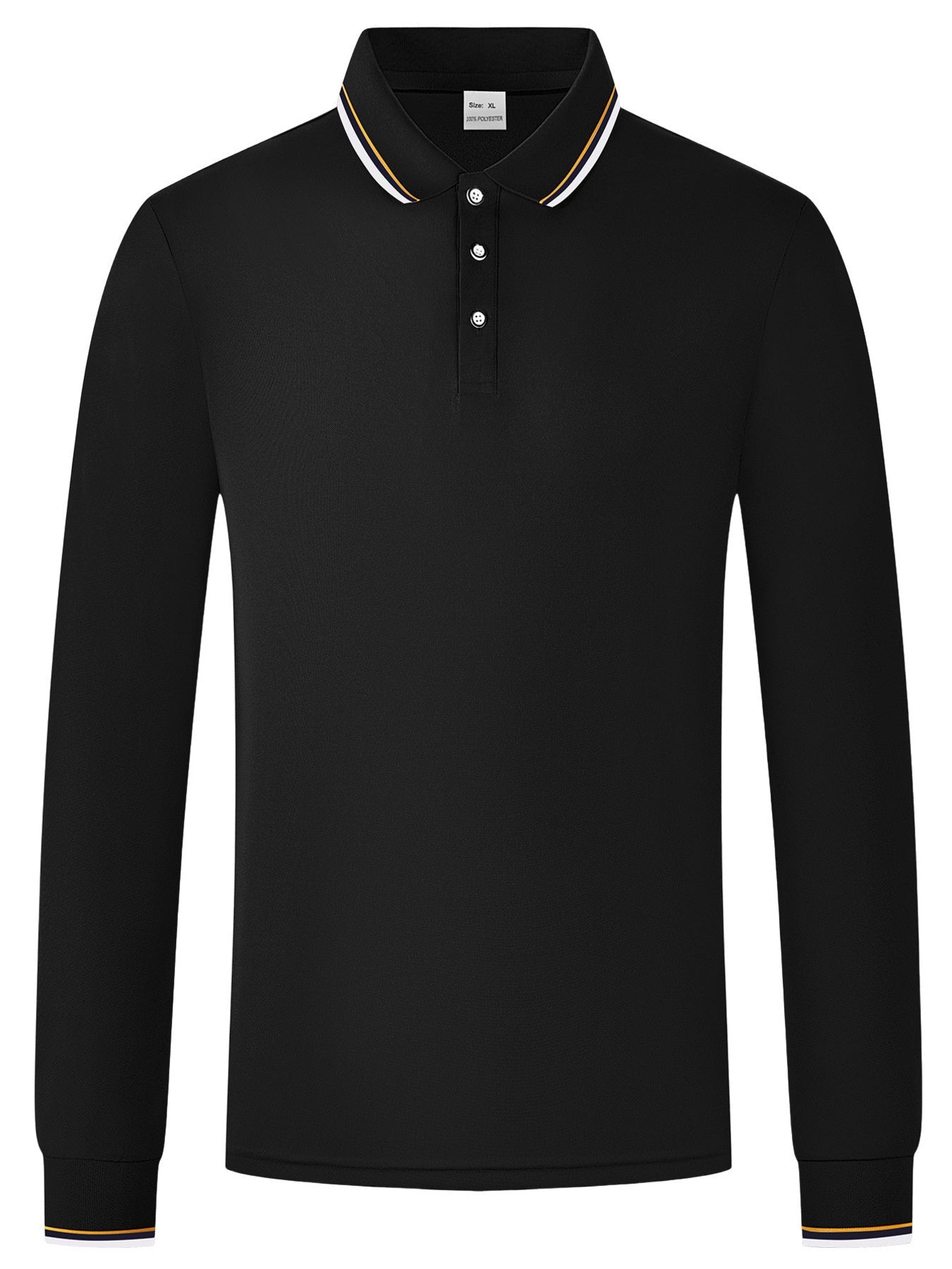 Men's Full Size Classic Long-Sleeve Polo with Striped Collar Plus Size designed for comfort and style at Lookzlike