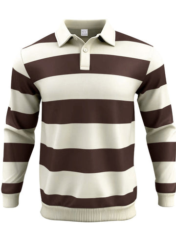 Men's Full Size Classic Striped Long-Sleeve Polo Plus Size designed for comfort and style at Lookzlike