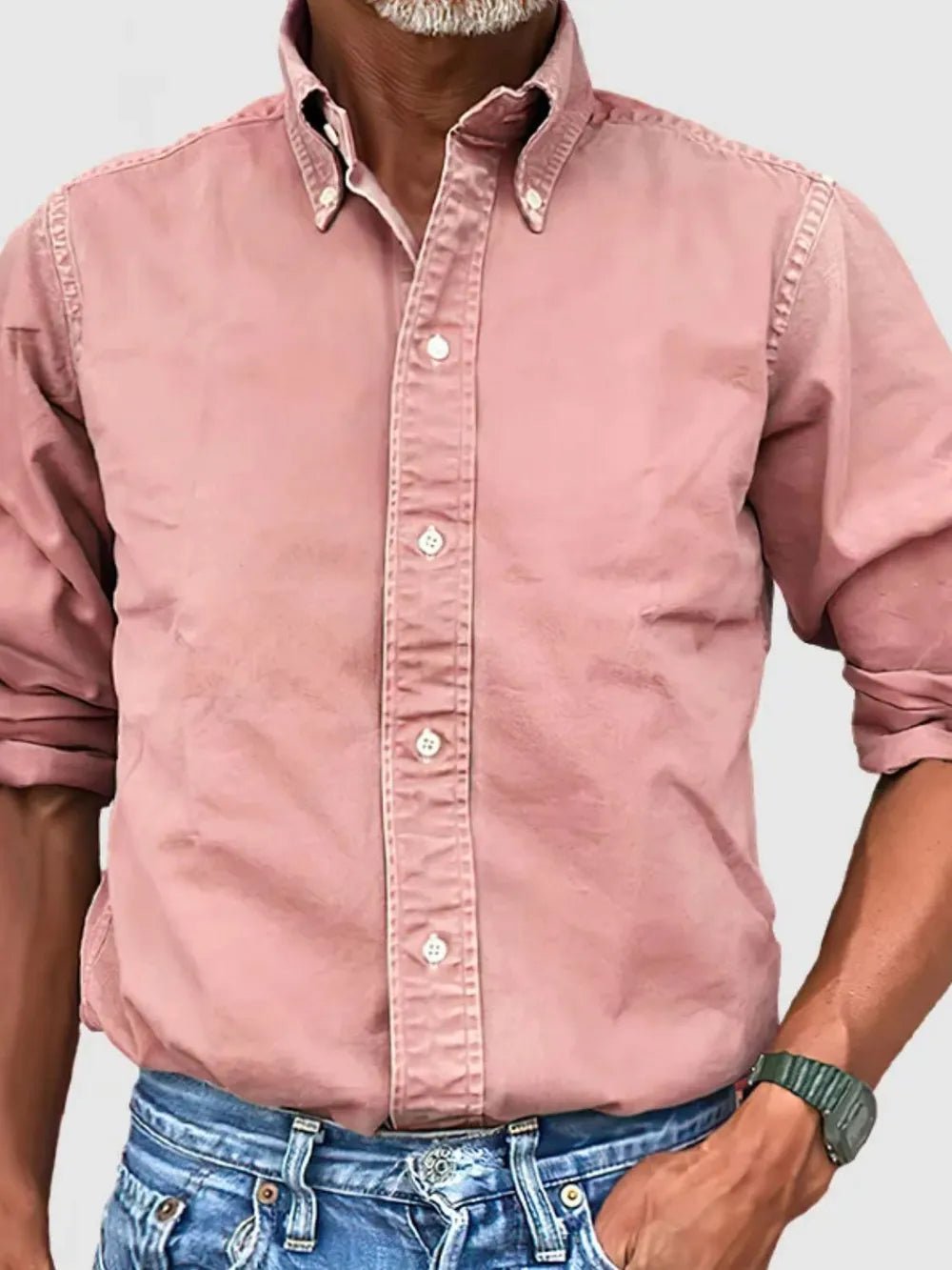 Men's Full Size Collared Neck Button Down Shirt Plus Size - Lookzlike
