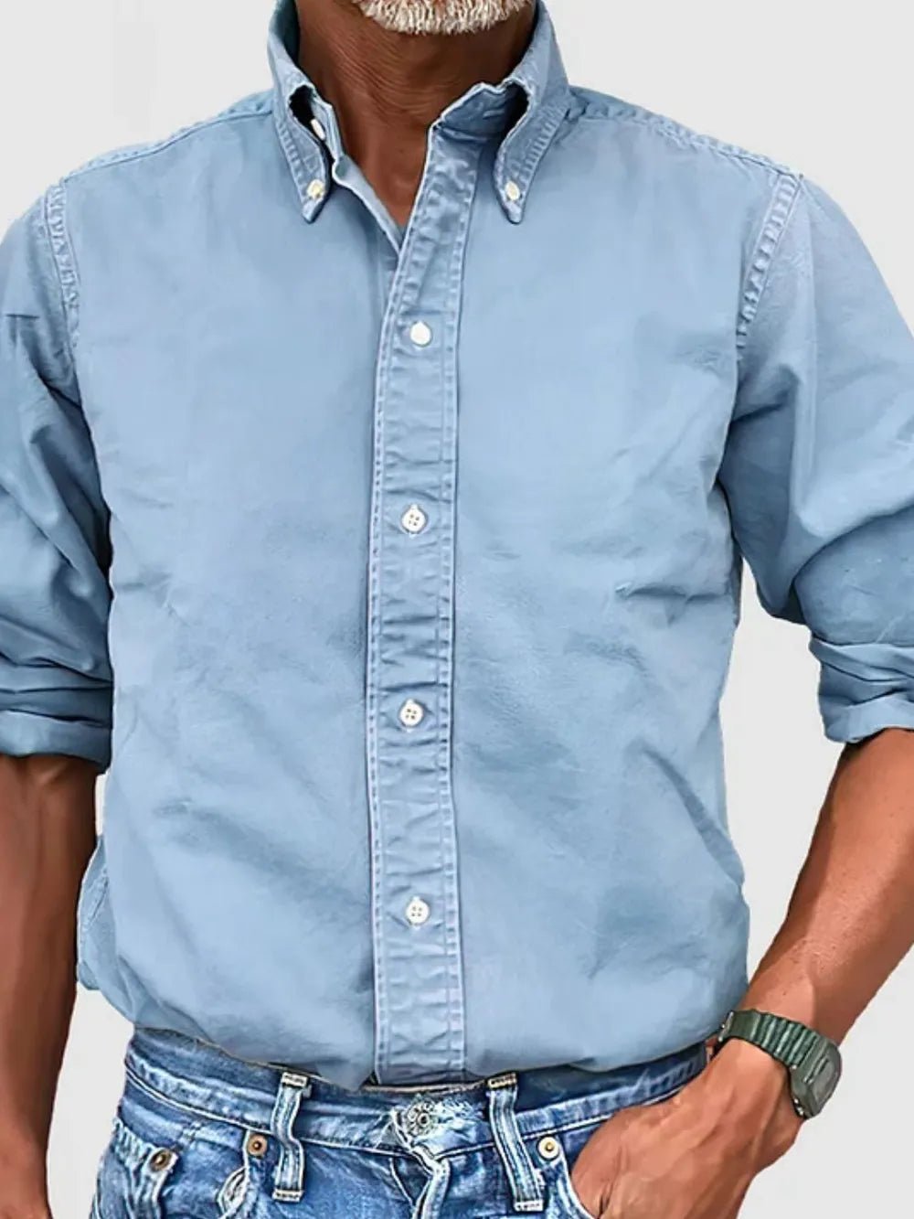 Men's Full Size Collared Neck Button Down Shirt Plus Size - Lookzlike