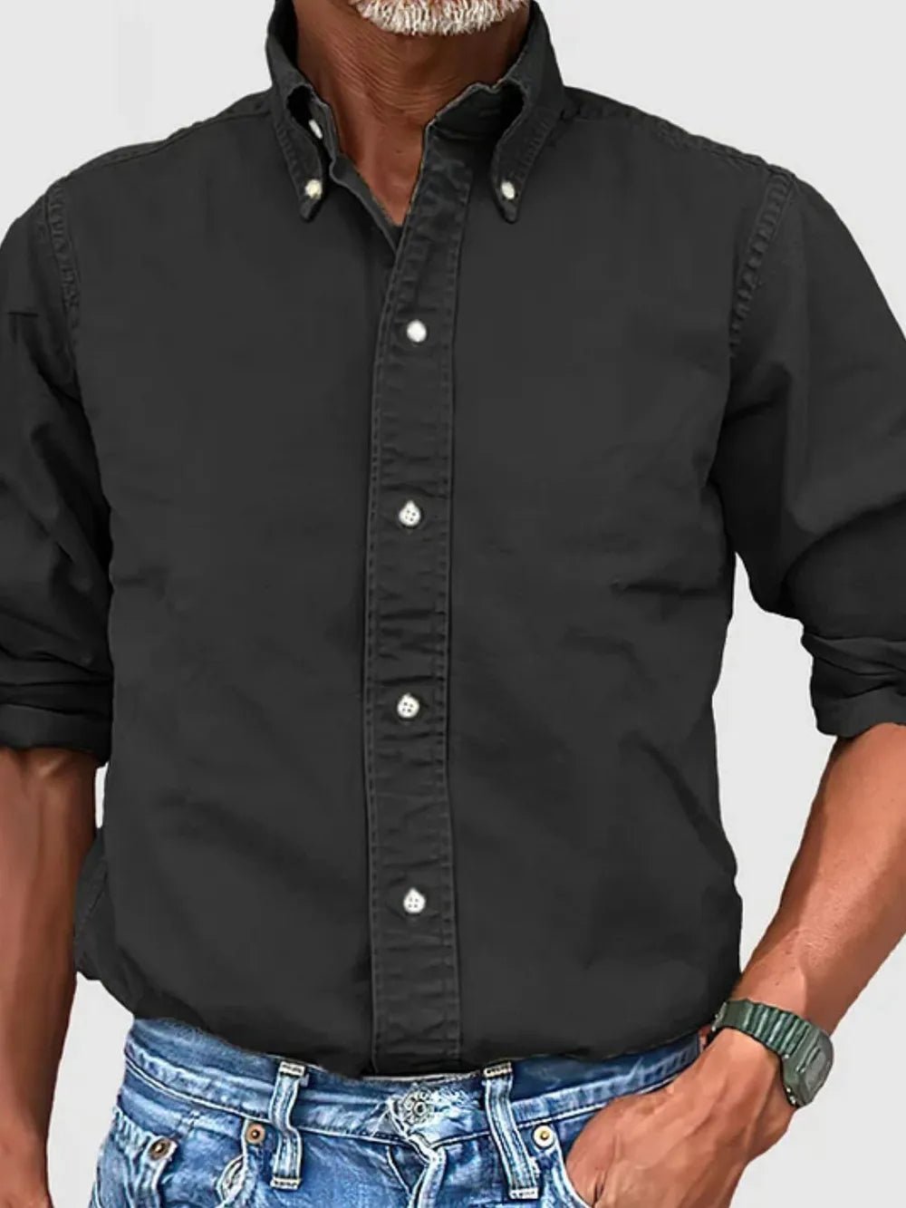 Men's Full Size Collared Neck Button Down Shirt Plus Size - Lookzlike