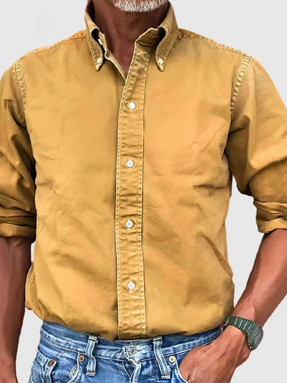 Men's Full Size Collared Neck Button Down Shirt Plus Size - Lookzlike