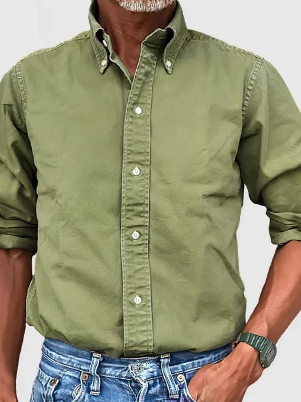Men's Full Size Collared Neck Button Down Shirt Plus Size - Lookzlike