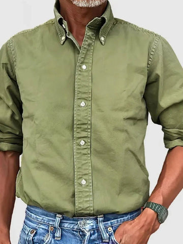 Men's Full Size Collared Neck Button Down Shirt Plus Size - Lookzlike