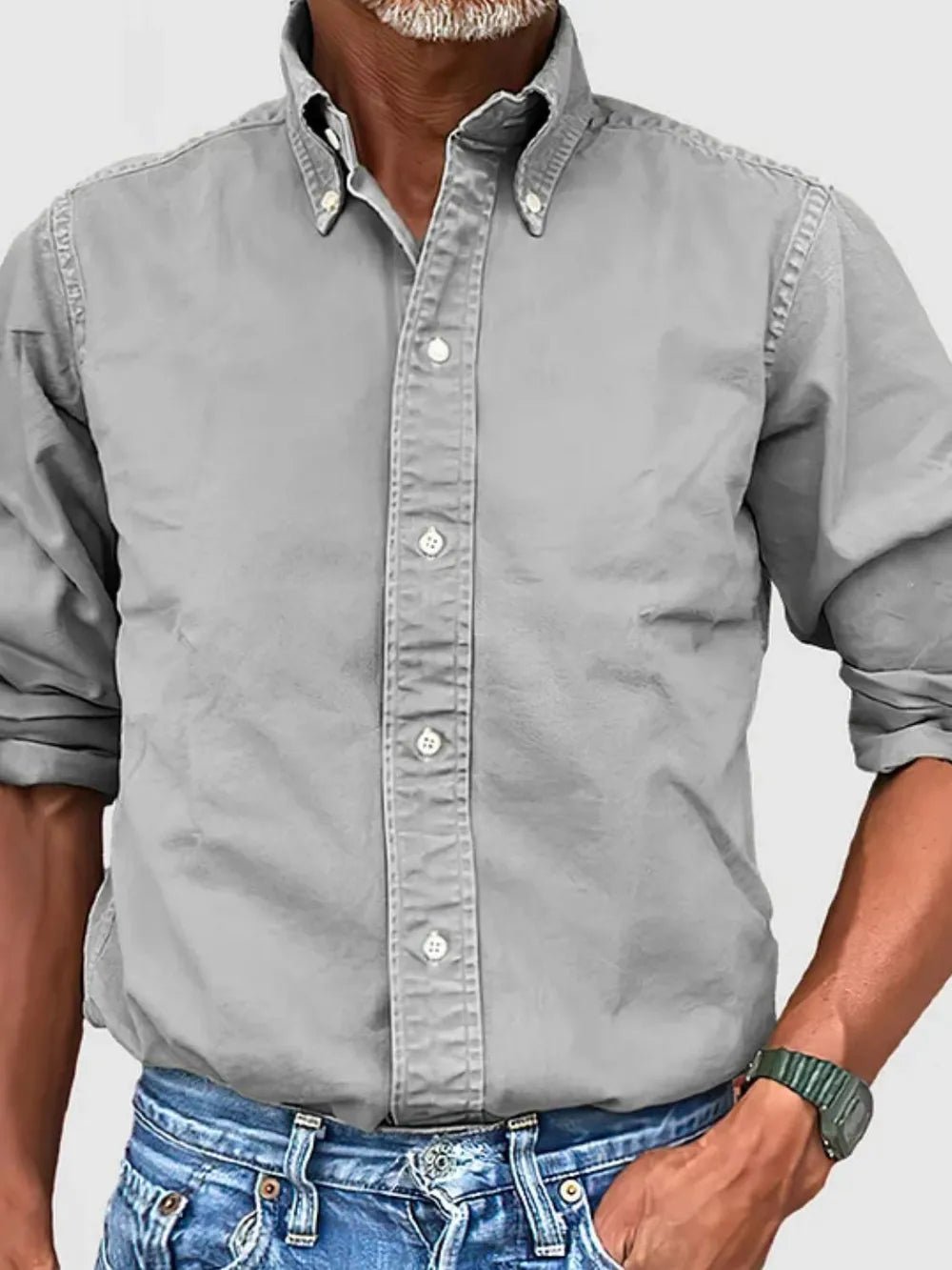 Men's Full Size Collared Neck Button Down Shirt Plus Size - Lookzlike