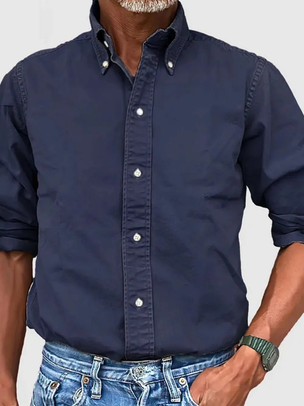 Men's Full Size Collared Neck Button Down Shirt Plus Size - Lookzlike