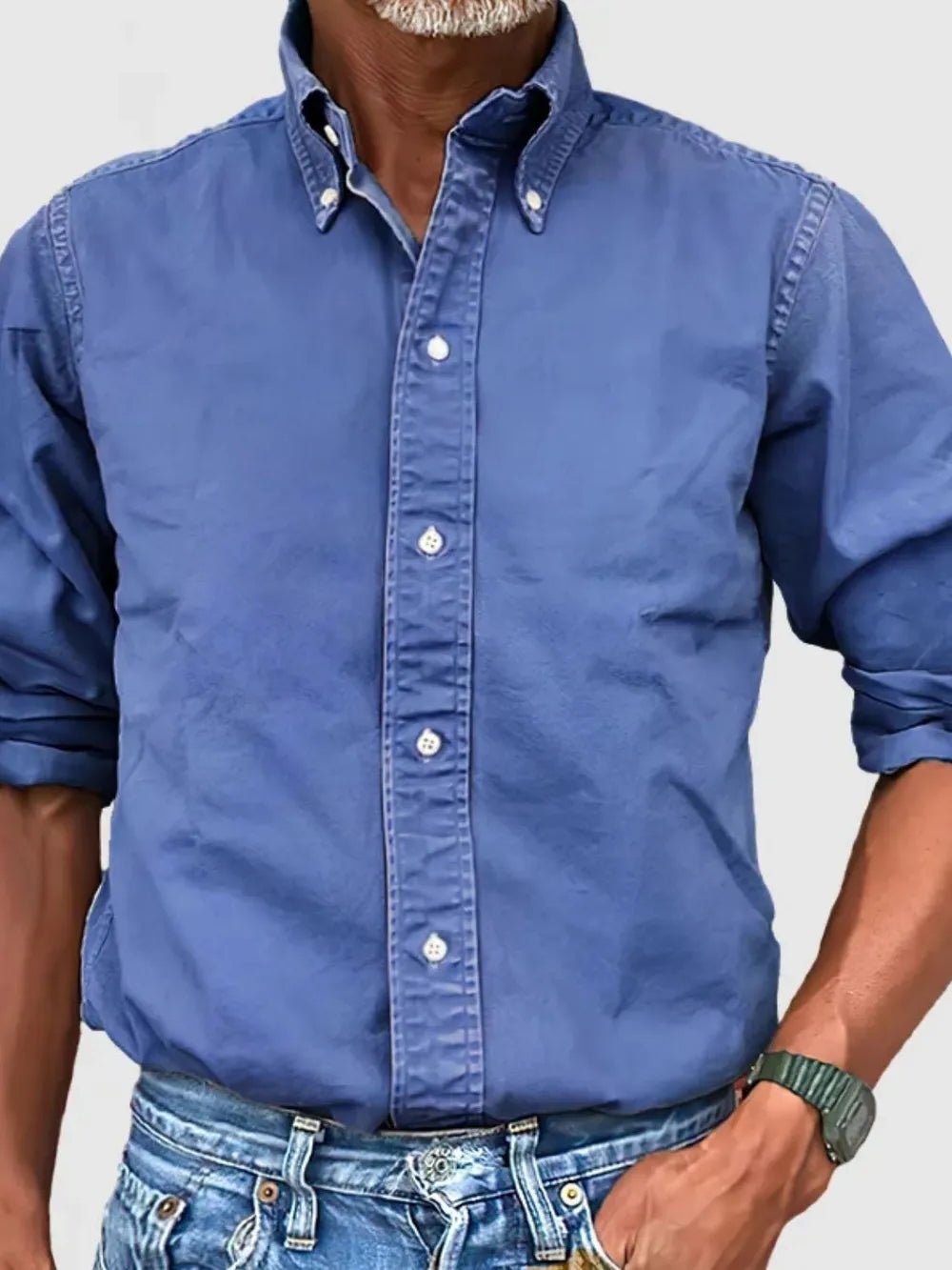 Men's Full Size Collared Neck Button Down Shirt Plus Size - Lookzlike
