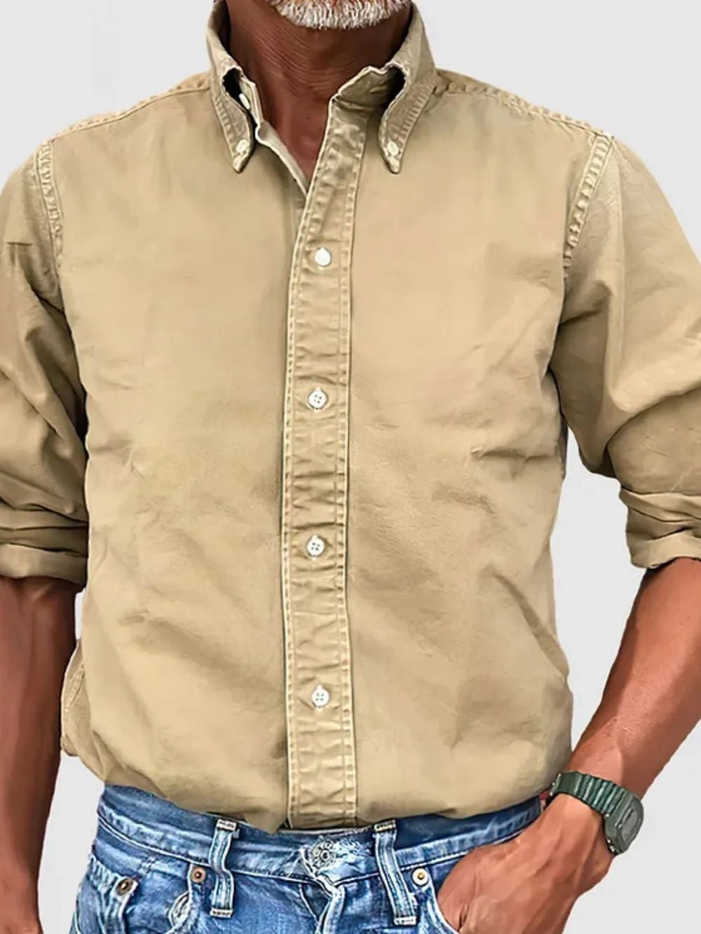 Men's Full Size Collared Neck Button Down Shirt Plus Size - Lookzlike
