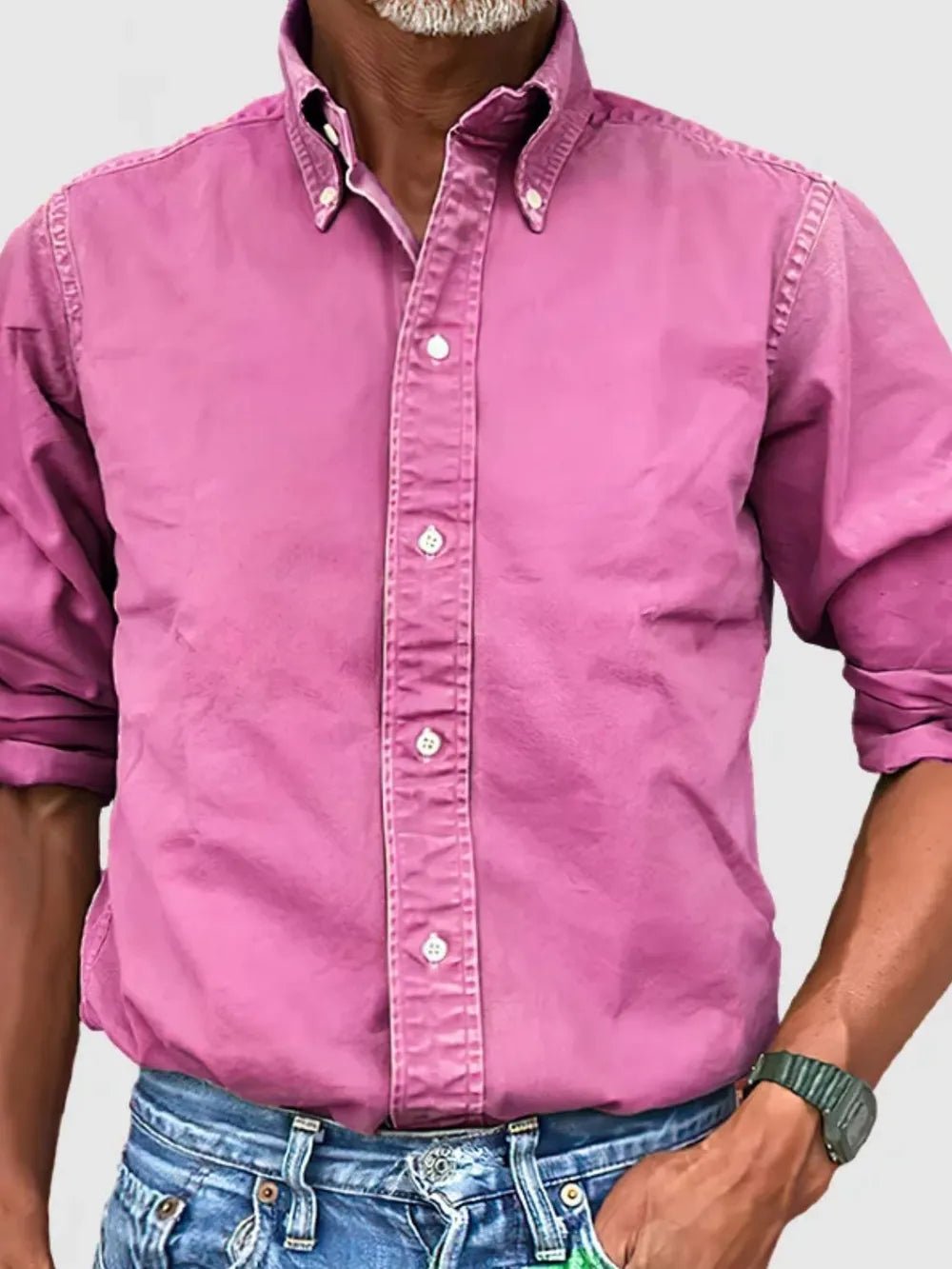 Men's Full Size Collared Neck Button Down Shirt Plus Size - Lookzlike