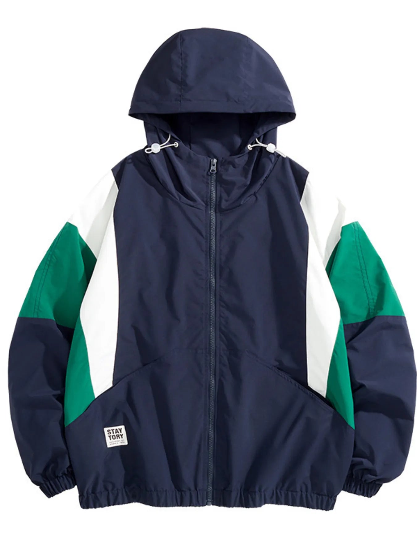 Men's Full Size Color Block Lightweight Hooded Windbreaker Jacket Plus Size designed for comfort and style at Lookzlike
