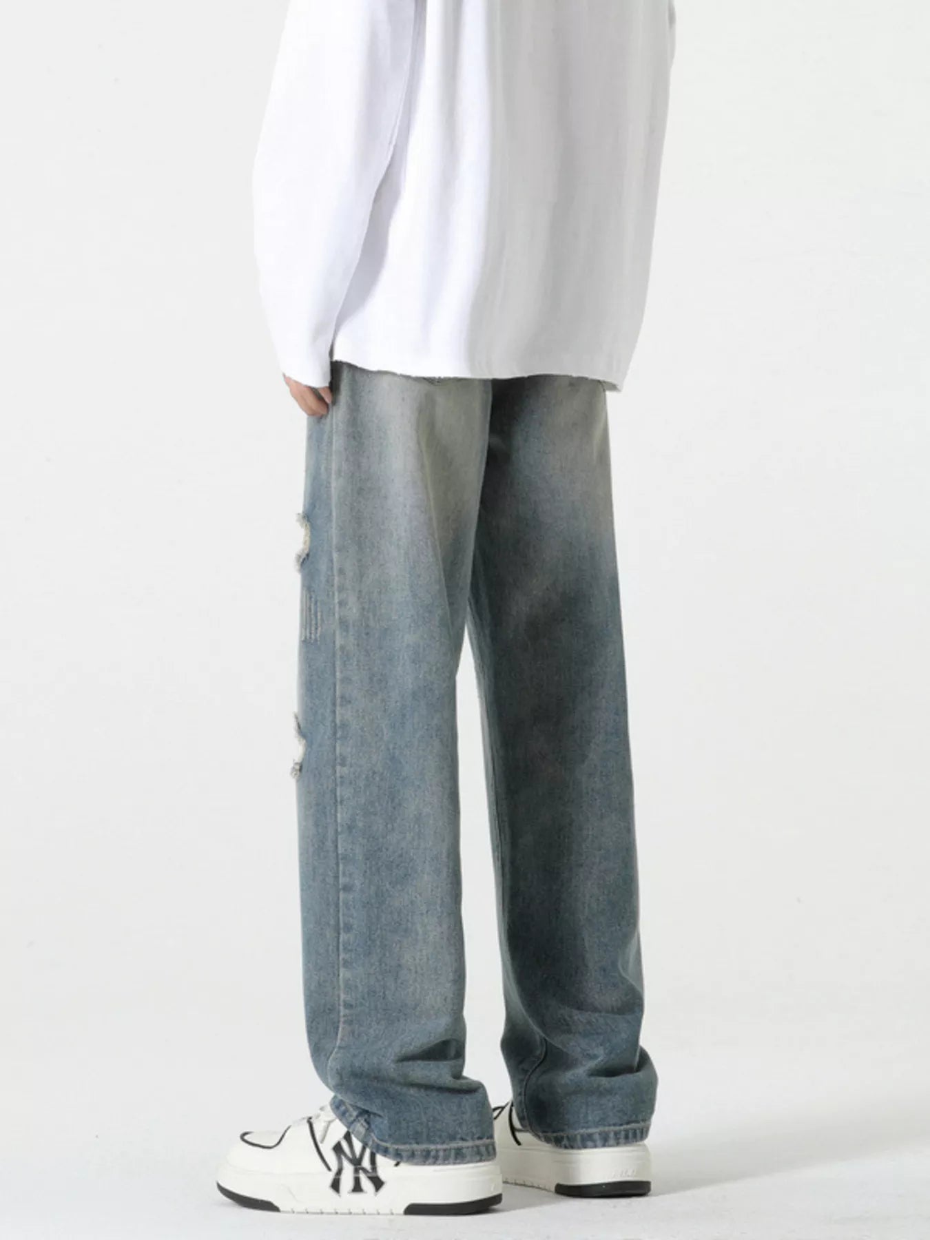 Men's Full Size Distressed Wide Leg Jeans Plus Size designed for comfort and style at Lookzlike