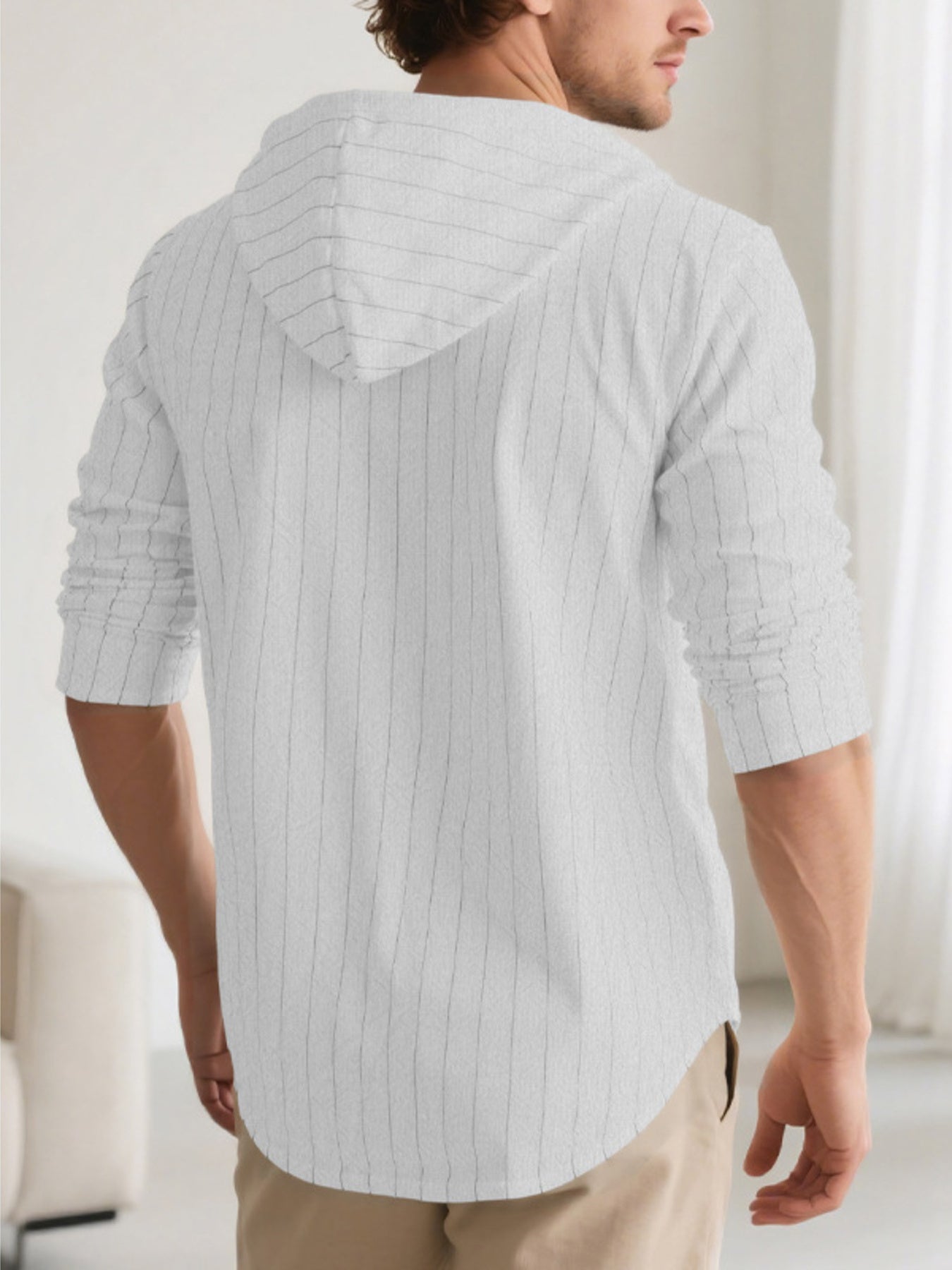 Men's Full Size Drawstring Hooded Button Up Shirt Plus Size designed for comfort and style at Lookzlike