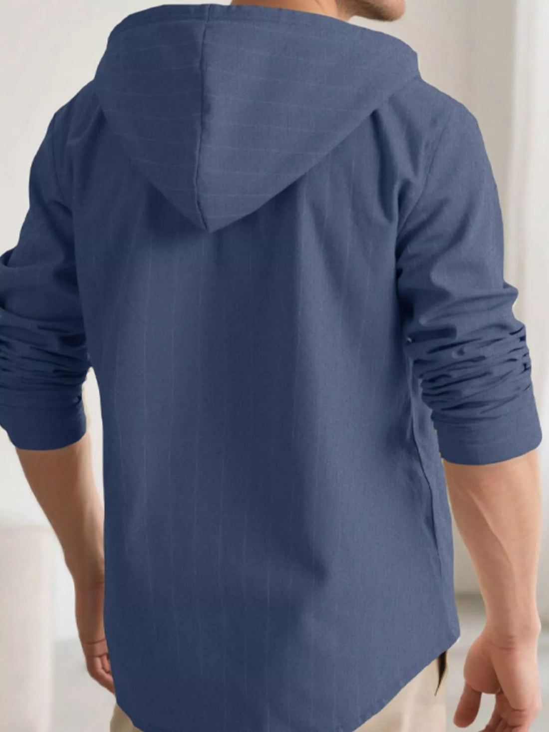 Men's Full Size Drawstring Hooded Button Up Shirt Plus Size designed for comfort and style at Lookzlike