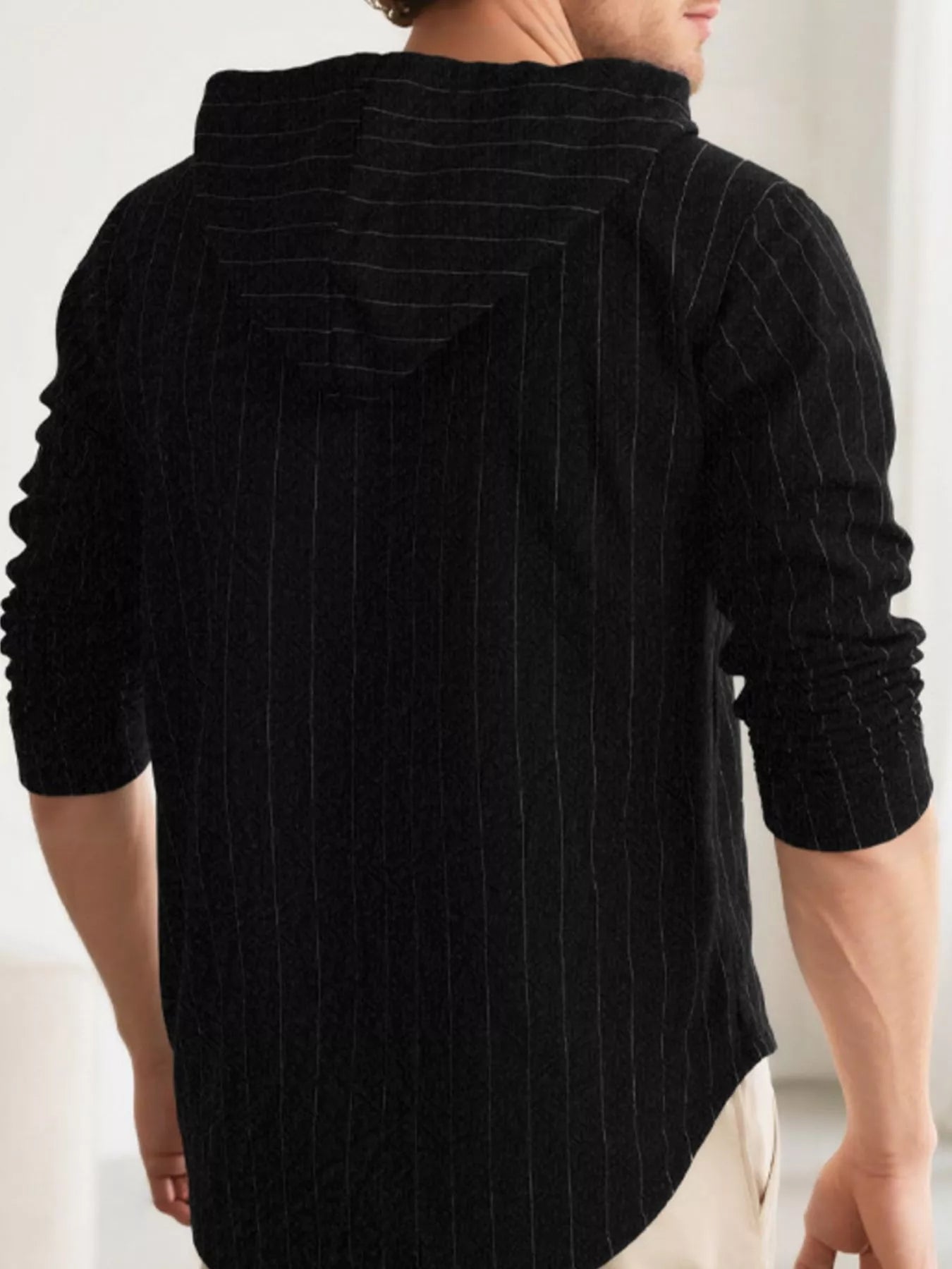Men's Full Size Drawstring Hooded Button Up Shirt Plus Size designed for comfort and style at Lookzlike