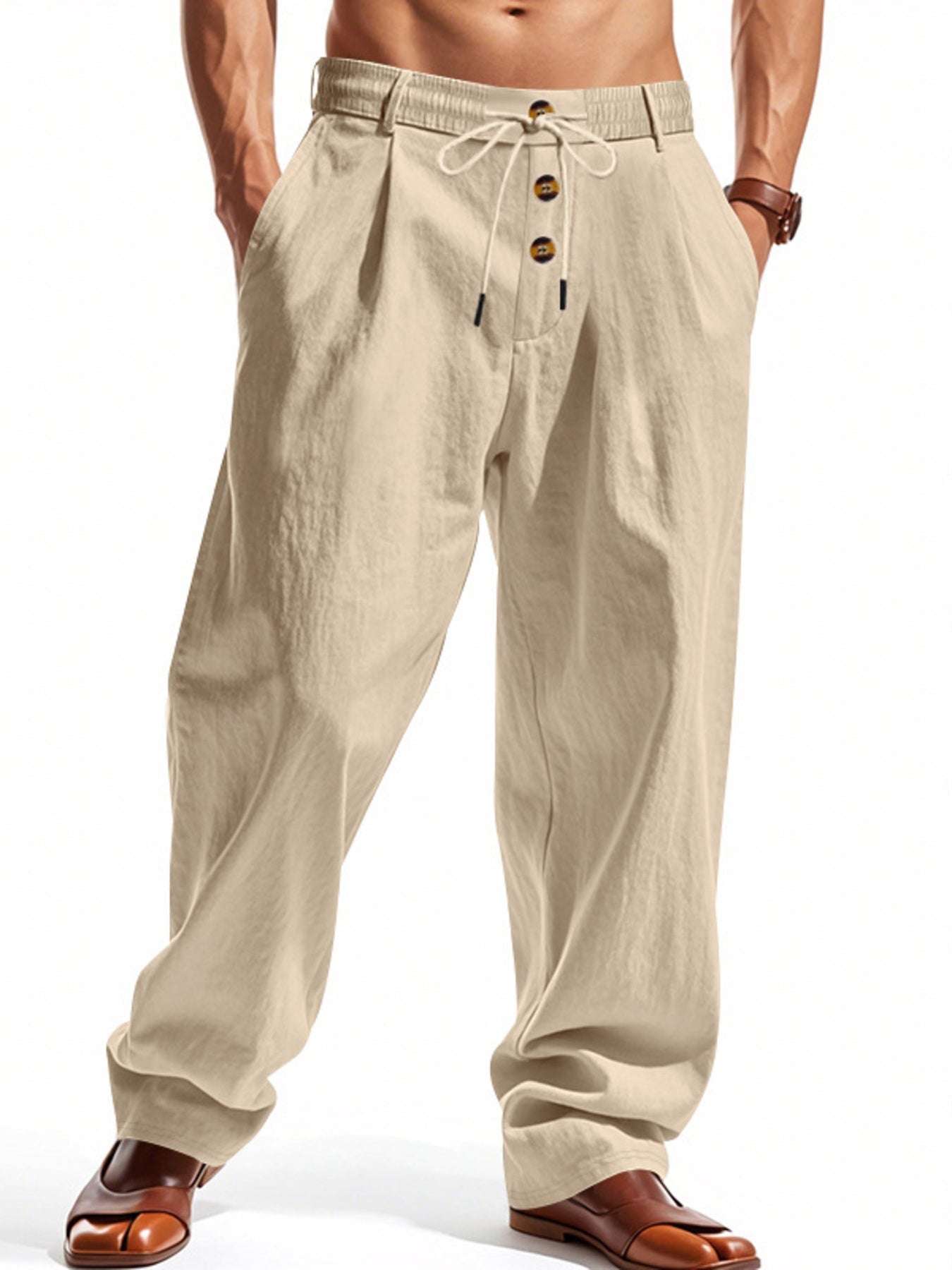 Men's Full Size Drawstring Loose Fit Pants Plus Size designed for comfort and style at Lookzlike