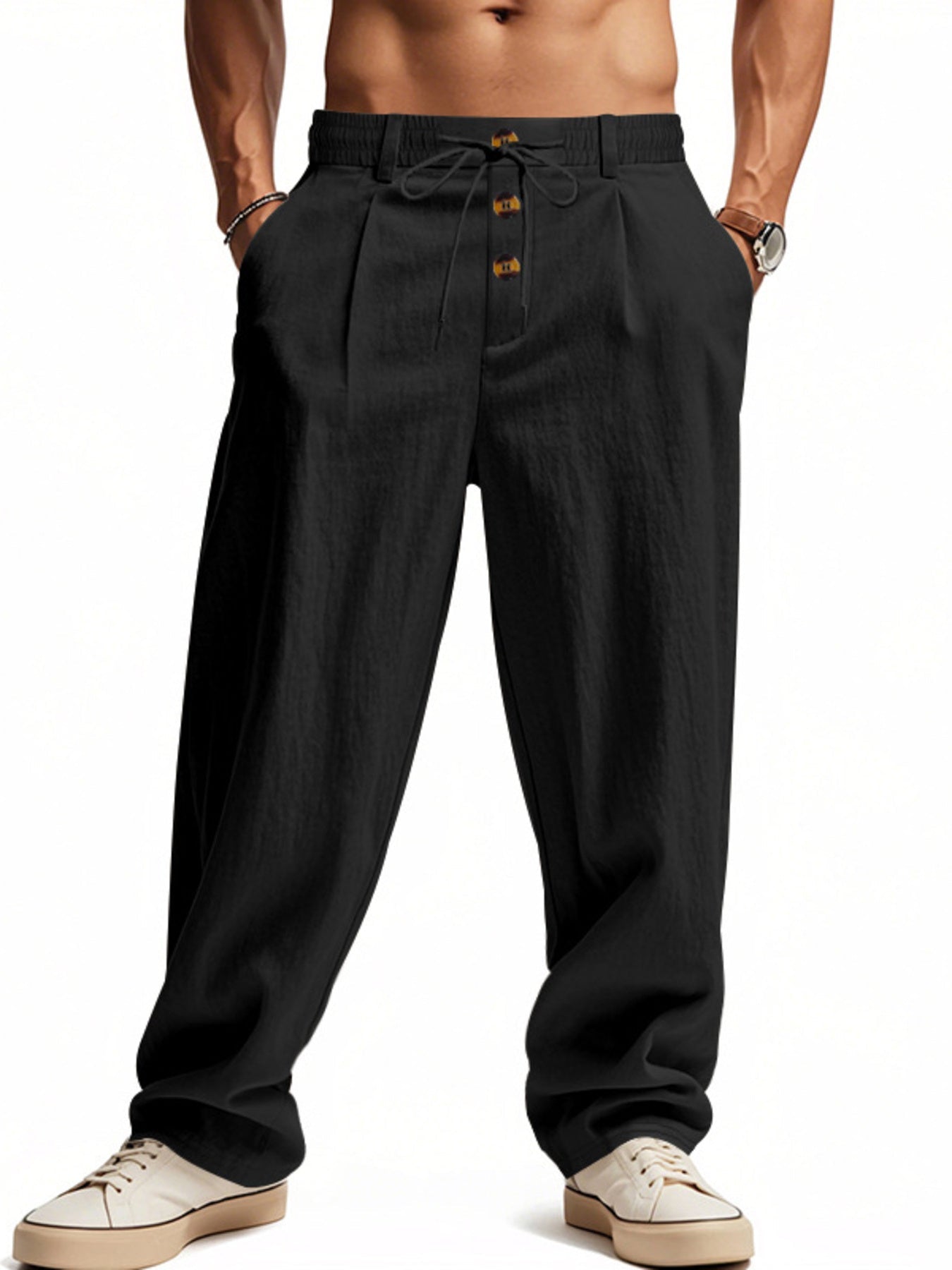 Men's Full Size Drawstring Loose Fit Pants Plus Size designed for comfort and style at Lookzlike