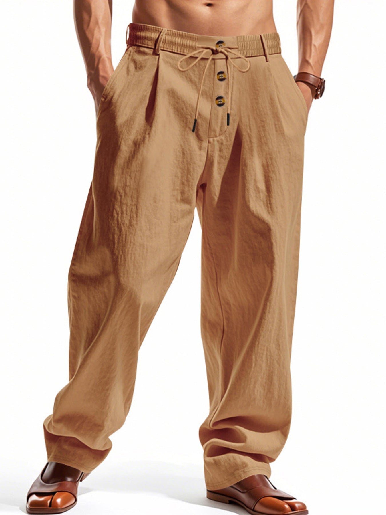 Men's Full Size Drawstring Loose Fit Pants Plus Size designed for comfort and style at Lookzlike