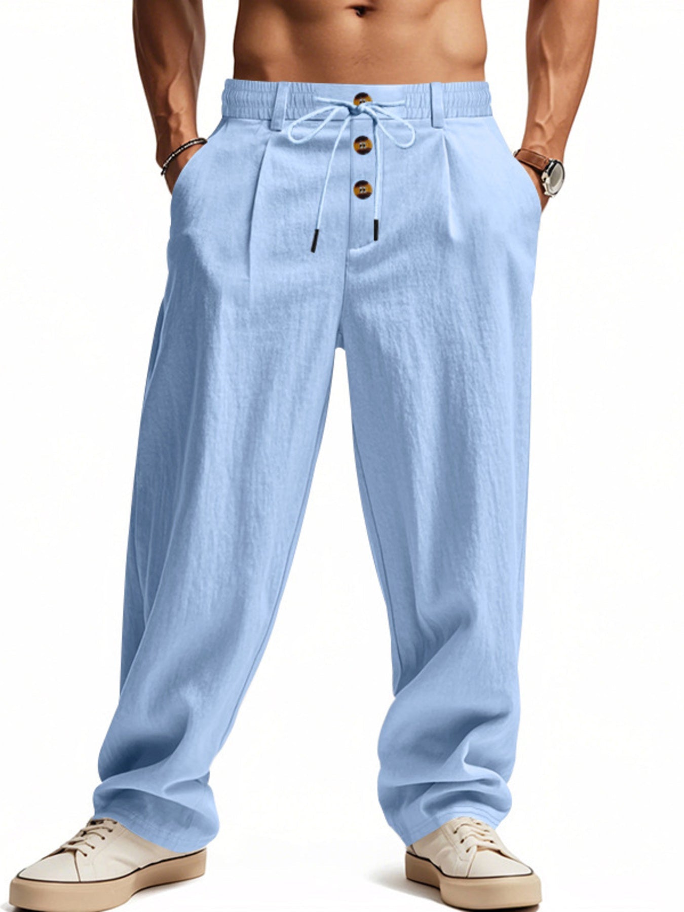 Men's Full Size Drawstring Loose Fit Pants Plus Size designed for comfort and style at Lookzlike