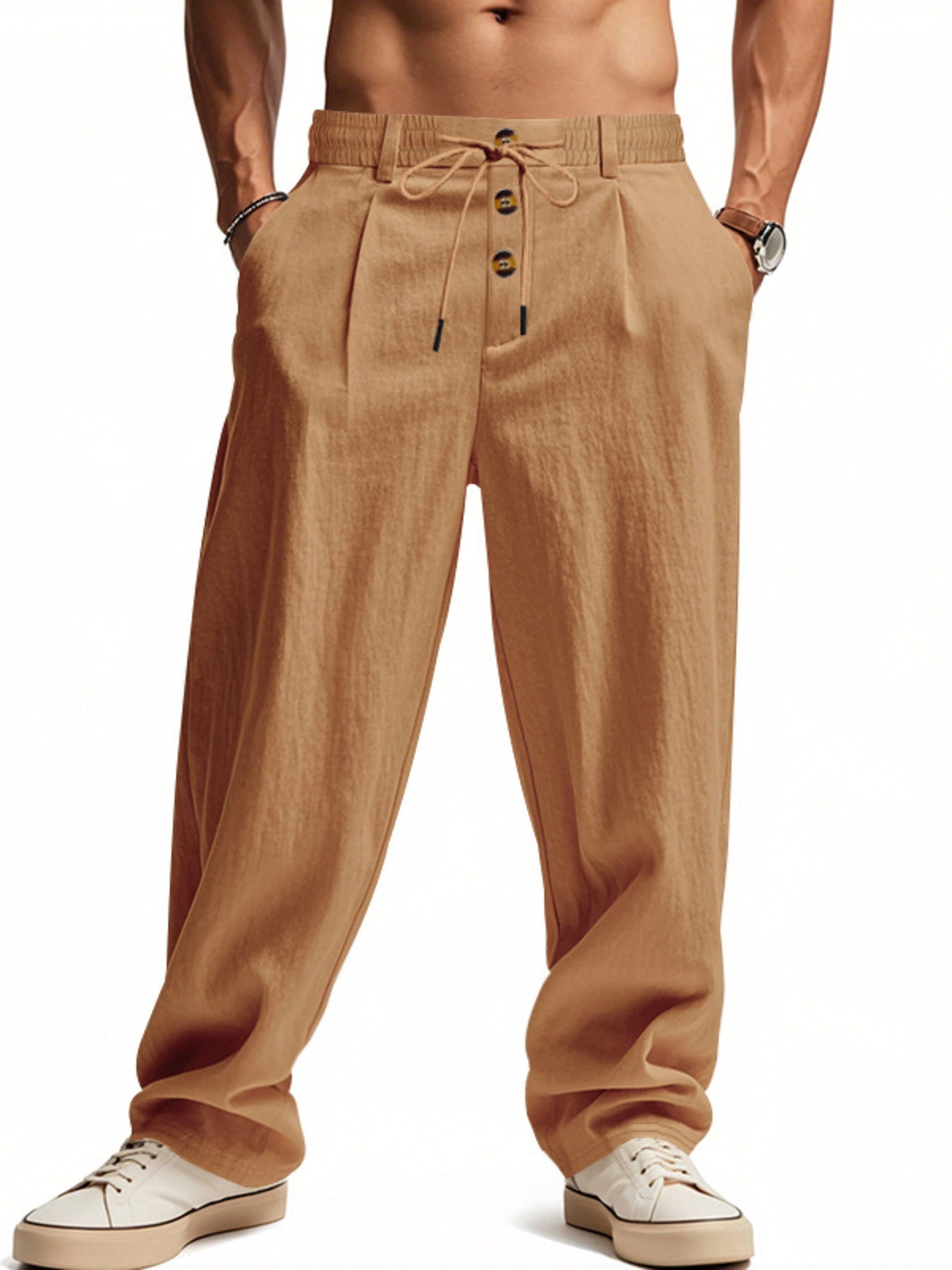 Men's Full Size Drawstring Loose Fit Pants Plus Size designed for comfort and style at Lookzlike