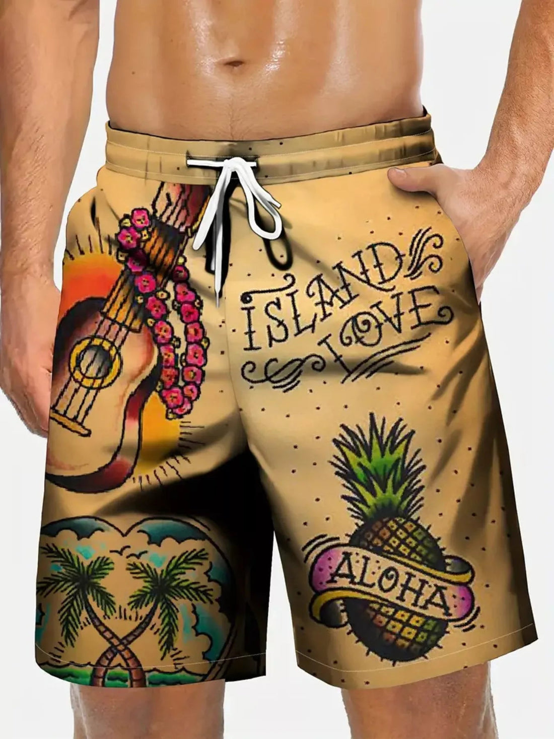 Men's Full Size Drawstring Pocketed Shorts Plus Size designed for comfort and style at Lookzlike