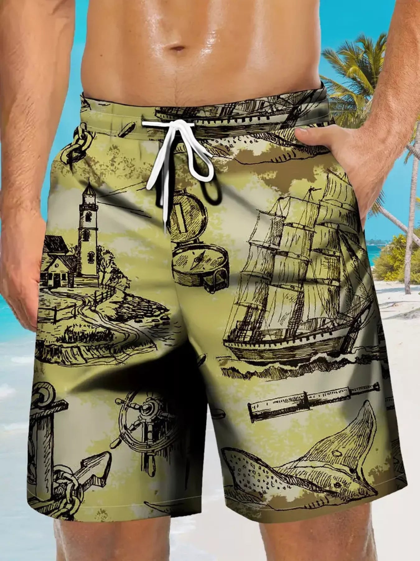 Men's Full Size Drawstring Pocketed Shorts Plus Size designed for comfort and style at Lookzlike