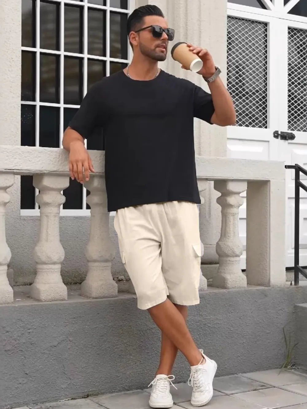 Men's Full Size Drawstring Shorts with Cargo Pockets Plus Size - Lookzlike