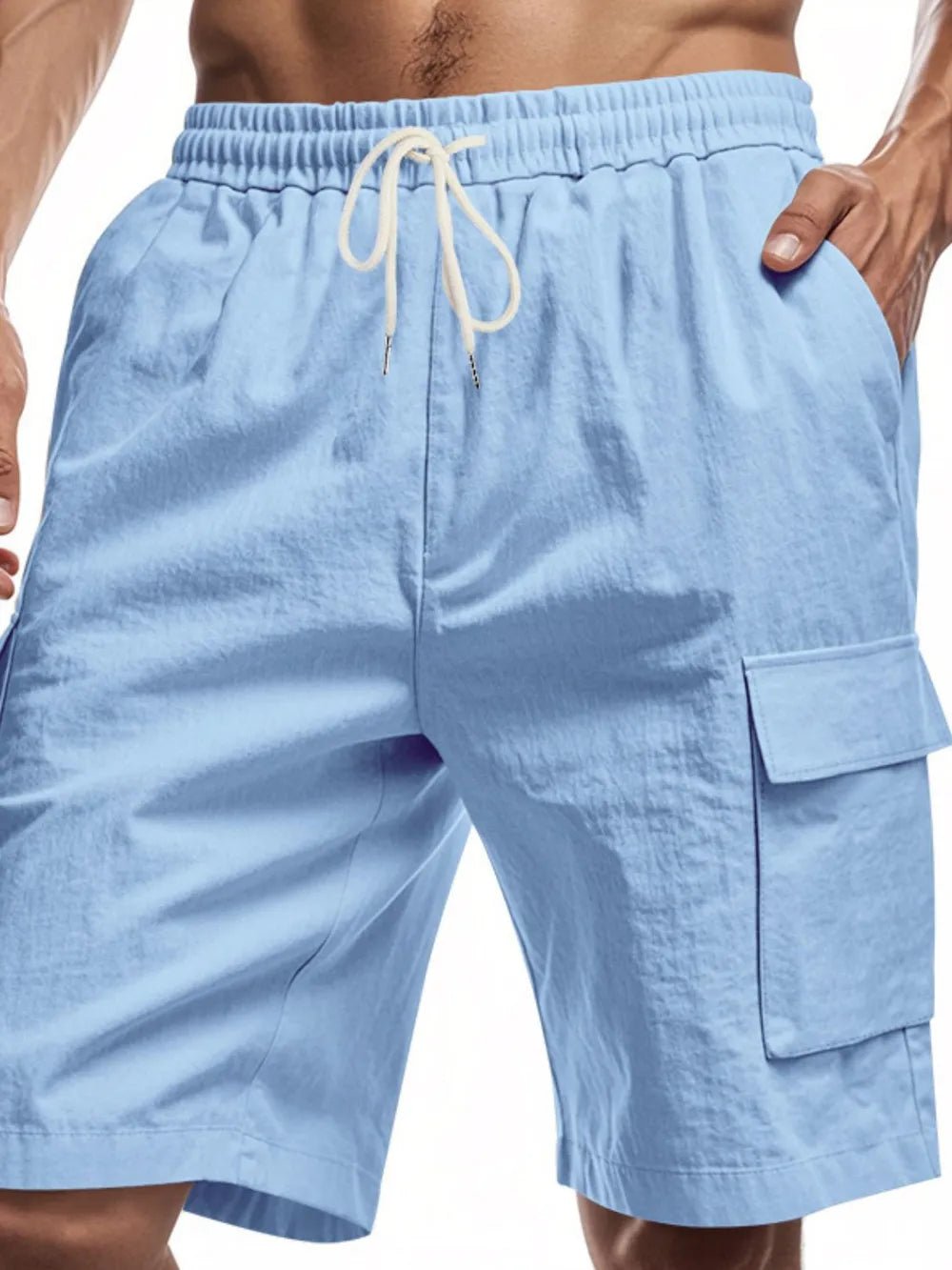Men's Full Size Drawstring Shorts with Cargo Pockets Plus Size - Lookzlike
