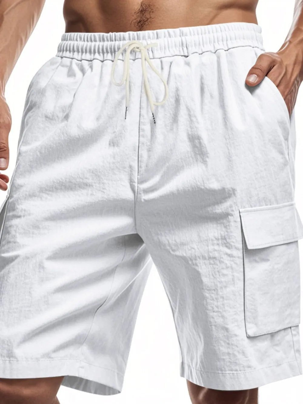 Men's Full Size Drawstring Shorts with Cargo Pockets Plus Size - Lookzlike