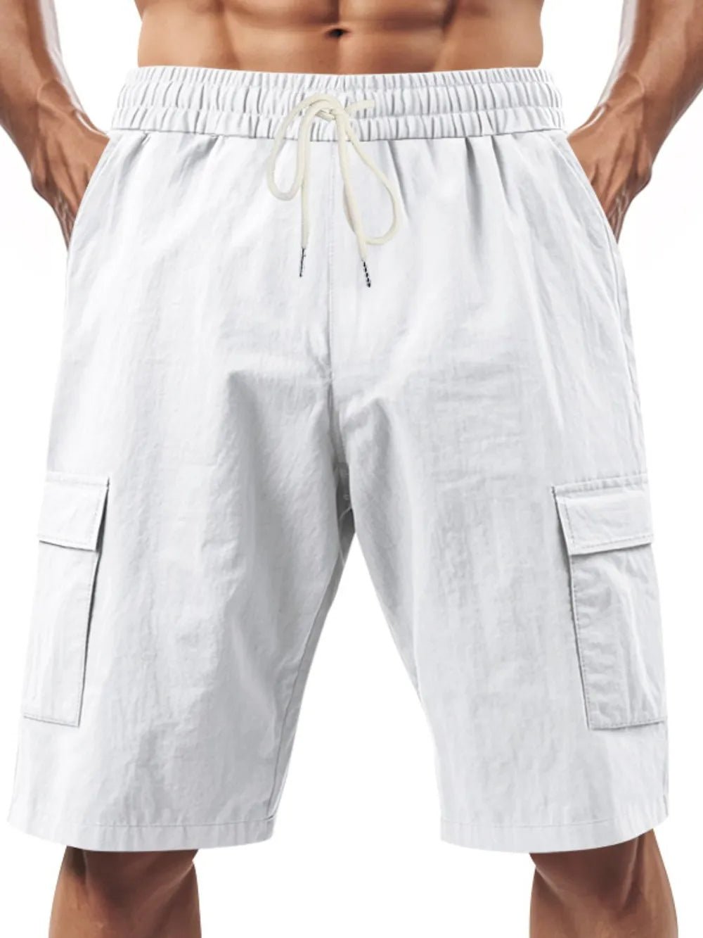 Men's Full Size Drawstring Shorts with Cargo Pockets Plus Size - Lookzlike