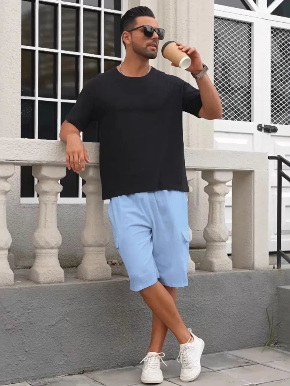 Men's Full Size Drawstring Shorts with Cargo Pockets Plus Size - Lookzlike
