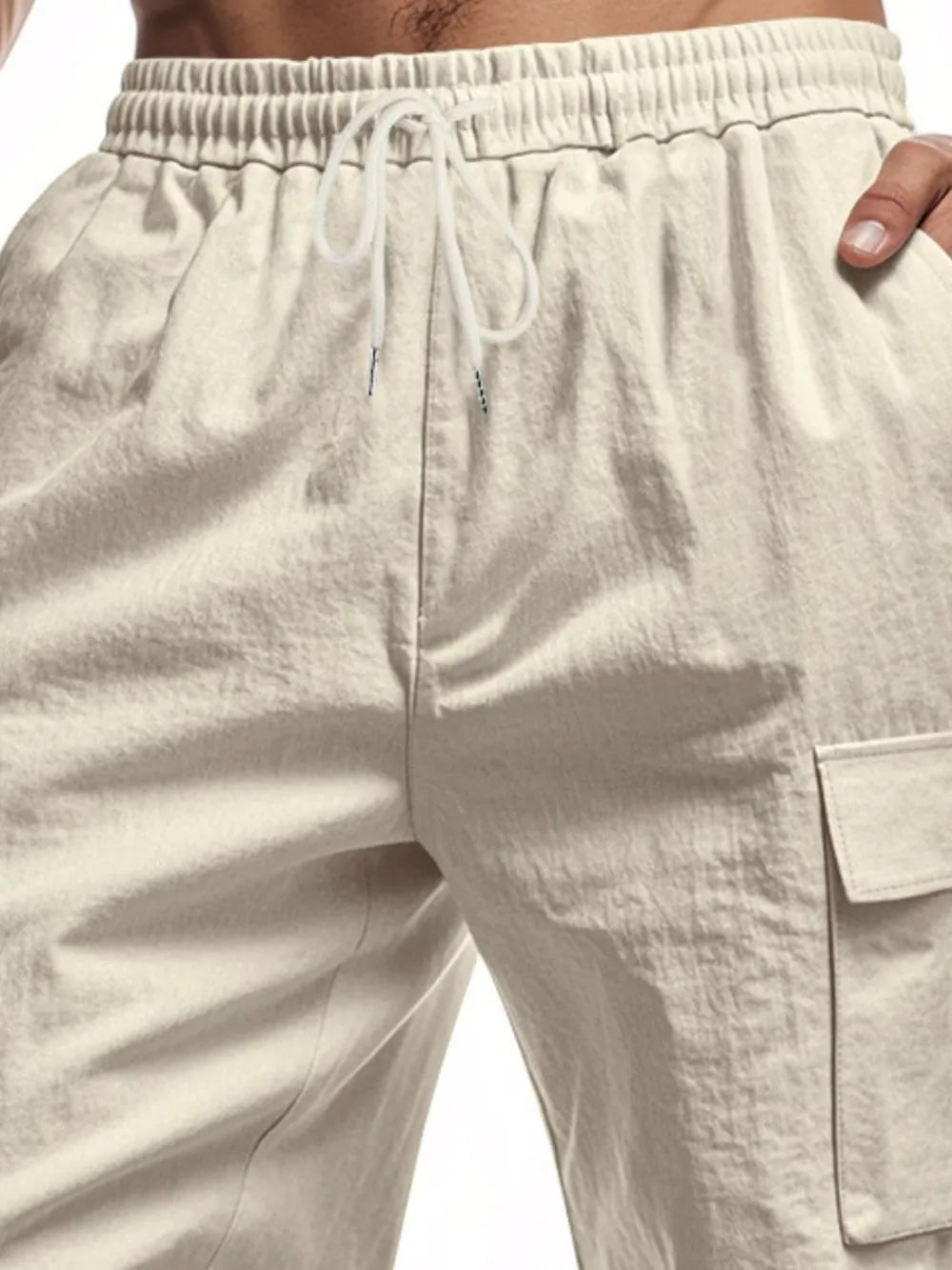 Men's Full Size Drawstring Shorts with Cargo Pockets Plus Size - Lookzlike