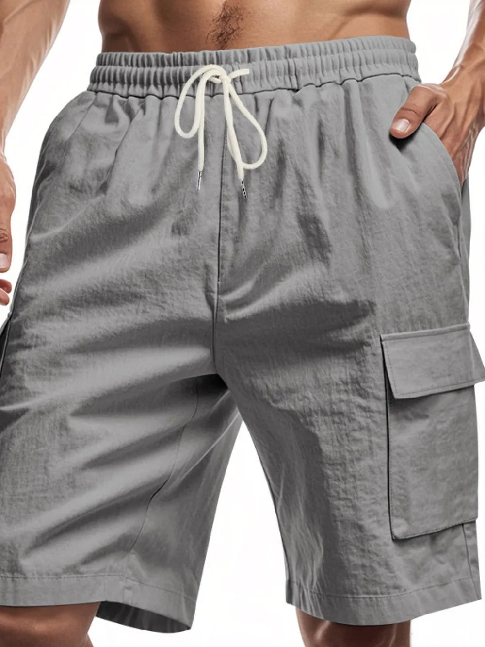 Men's Full Size Drawstring Shorts with Cargo Pockets Plus Size - Lookzlike