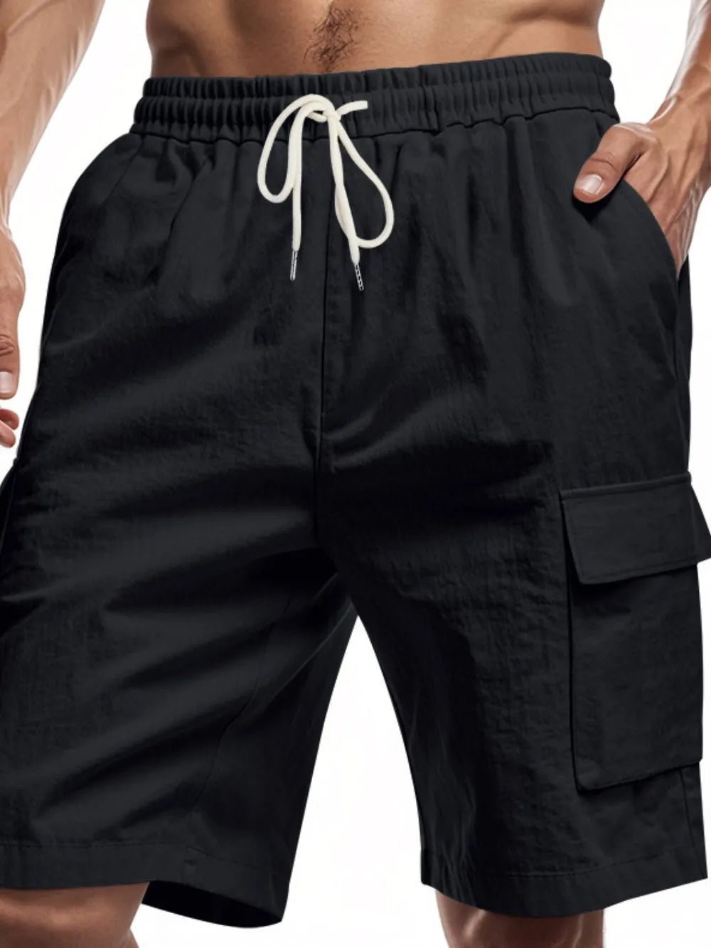 Men's Full Size Drawstring Shorts with Cargo Pockets Plus Size - Lookzlike