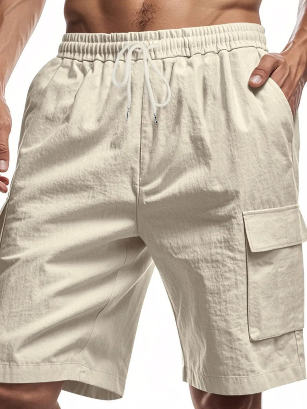 Men's Full Size Drawstring Shorts with Cargo Pockets Plus Size - Lookzlike