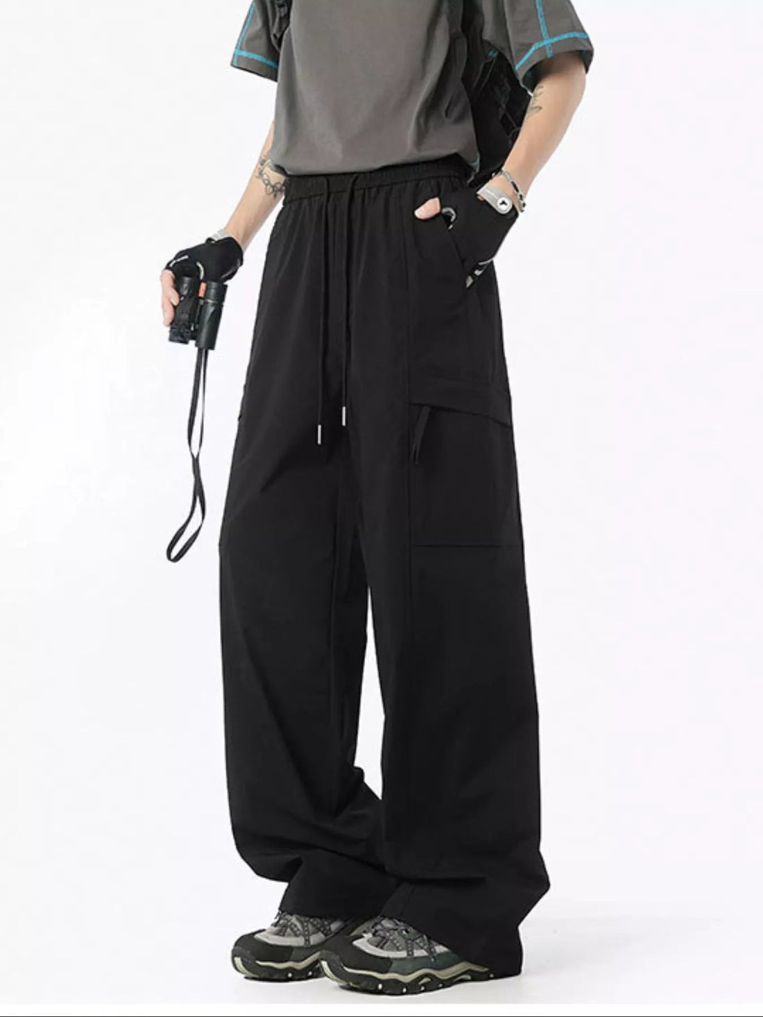 Men's Full Size Drawstring Wide Leg Pants Plus Size designed for comfort and style at Lookzlike