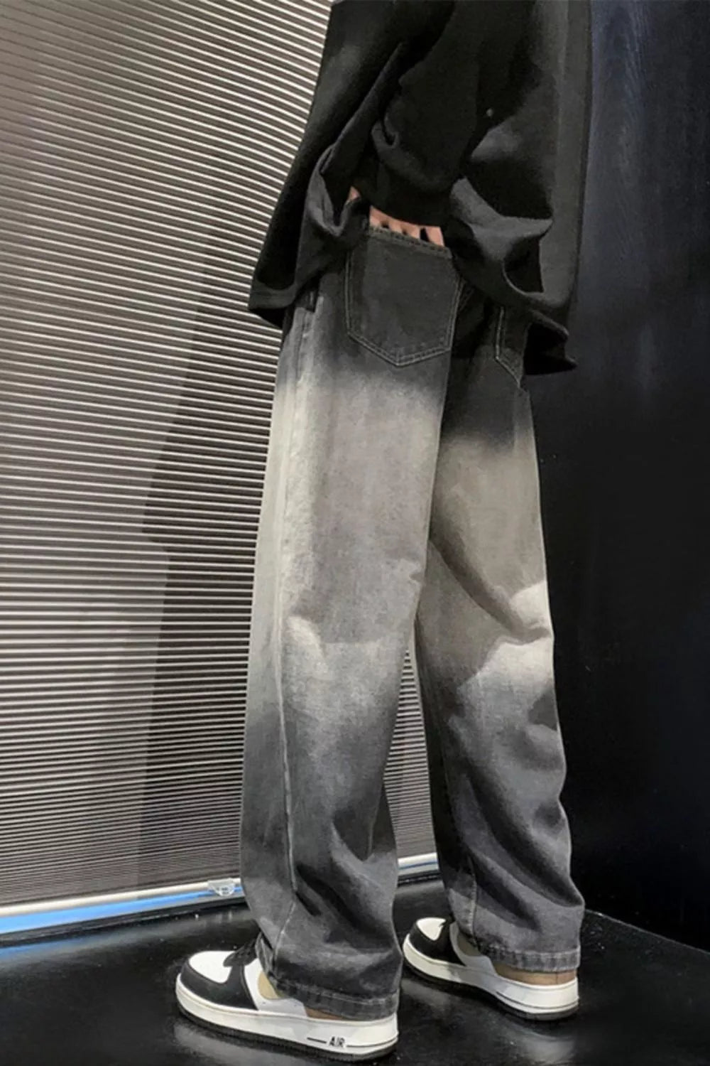 Men's Full Size Gradient Wash Loose Fit Jeans Plus Size designed for comfort and style at Lookzlike