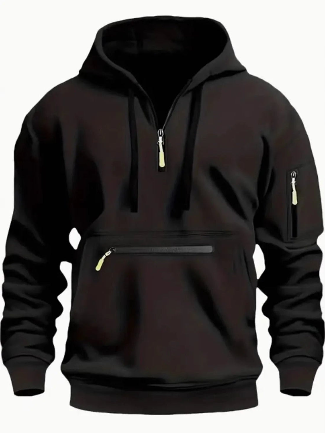 Men's Full Size Half Zip Long Sleeve Hoodie Plus Size designed for comfort and style at Lookzlike
