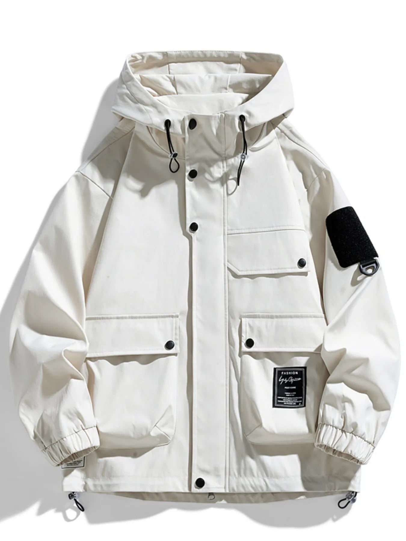 Men's Full Size Hooded Multi - Pocket Windproof Jacket Plus Size designed for comfort and style at Lookzlike