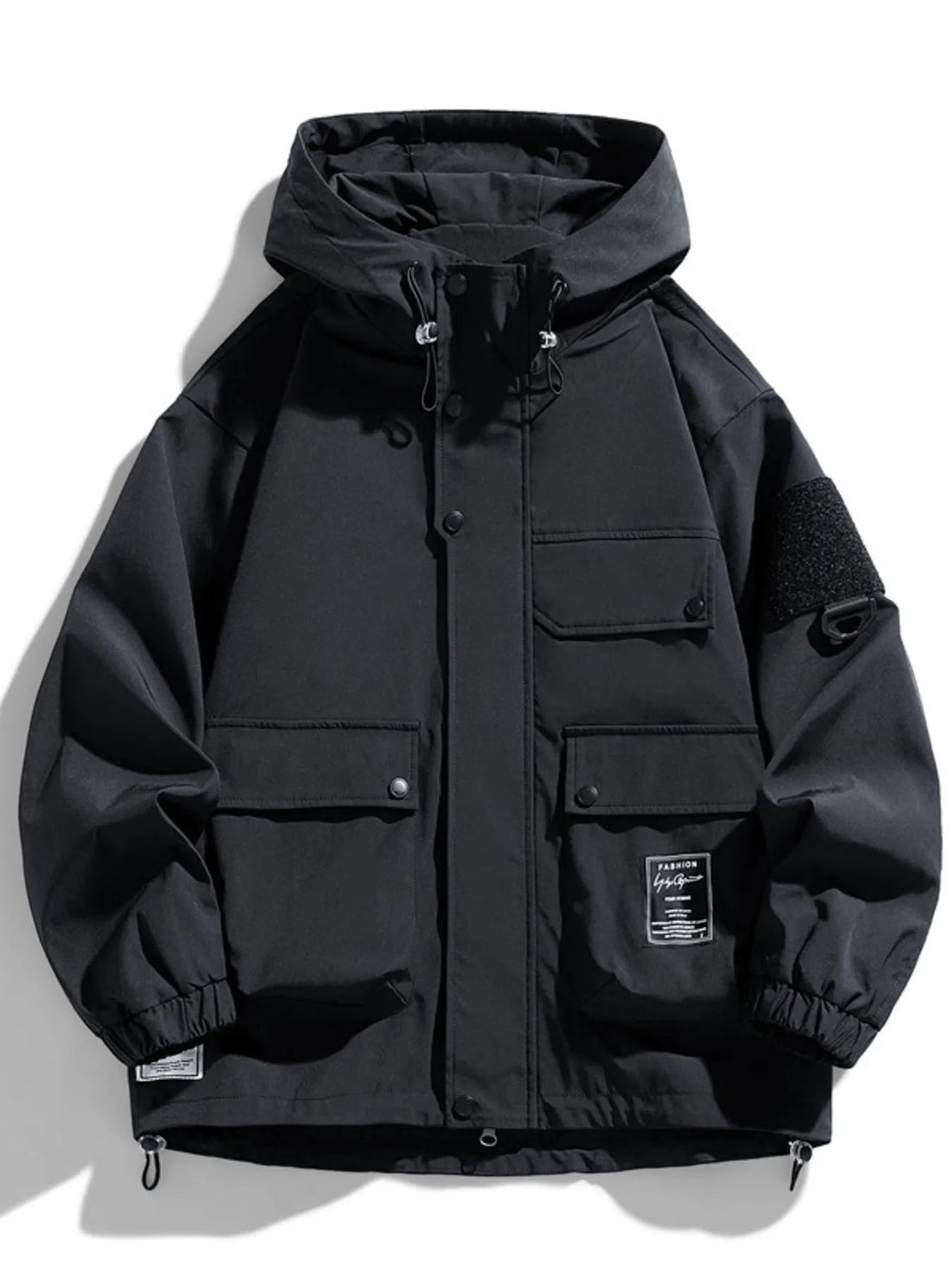 Men's Full Size Hooded Multi - Pocket Windproof Jacket Plus Size designed for comfort and style at Lookzlike