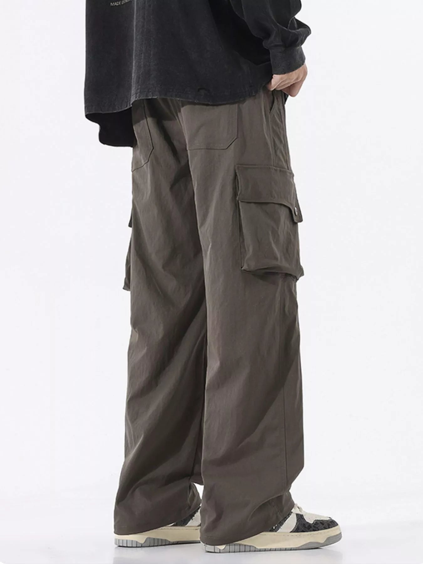 Men's Full Size Loose Fit Multi - Pocket Cargo Pants Plus Size designed for comfort and style at Lookzlike