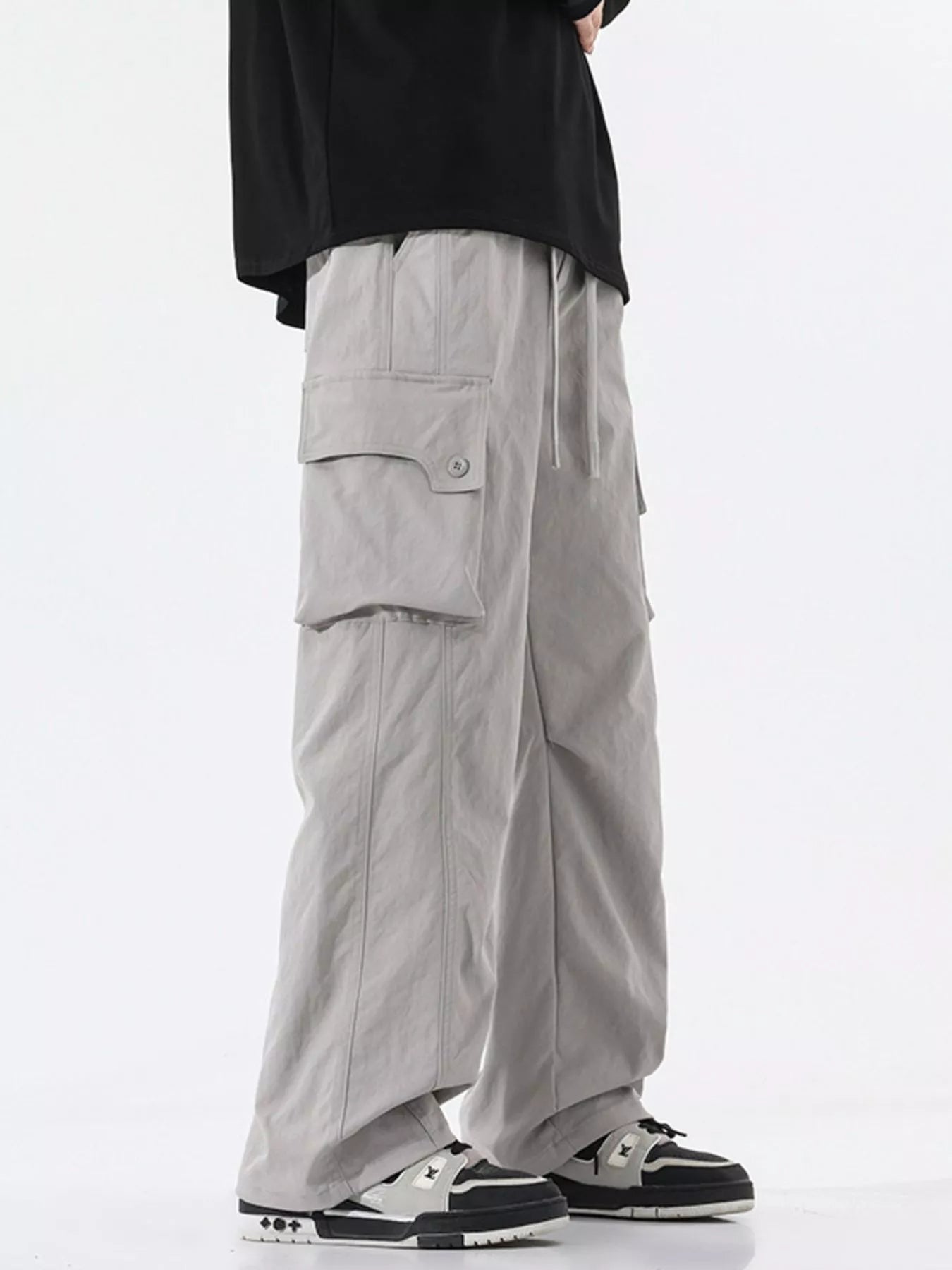 Men's Full Size Loose Fit Multi - Pocket Cargo Pants Plus Size designed for comfort and style at Lookzlike