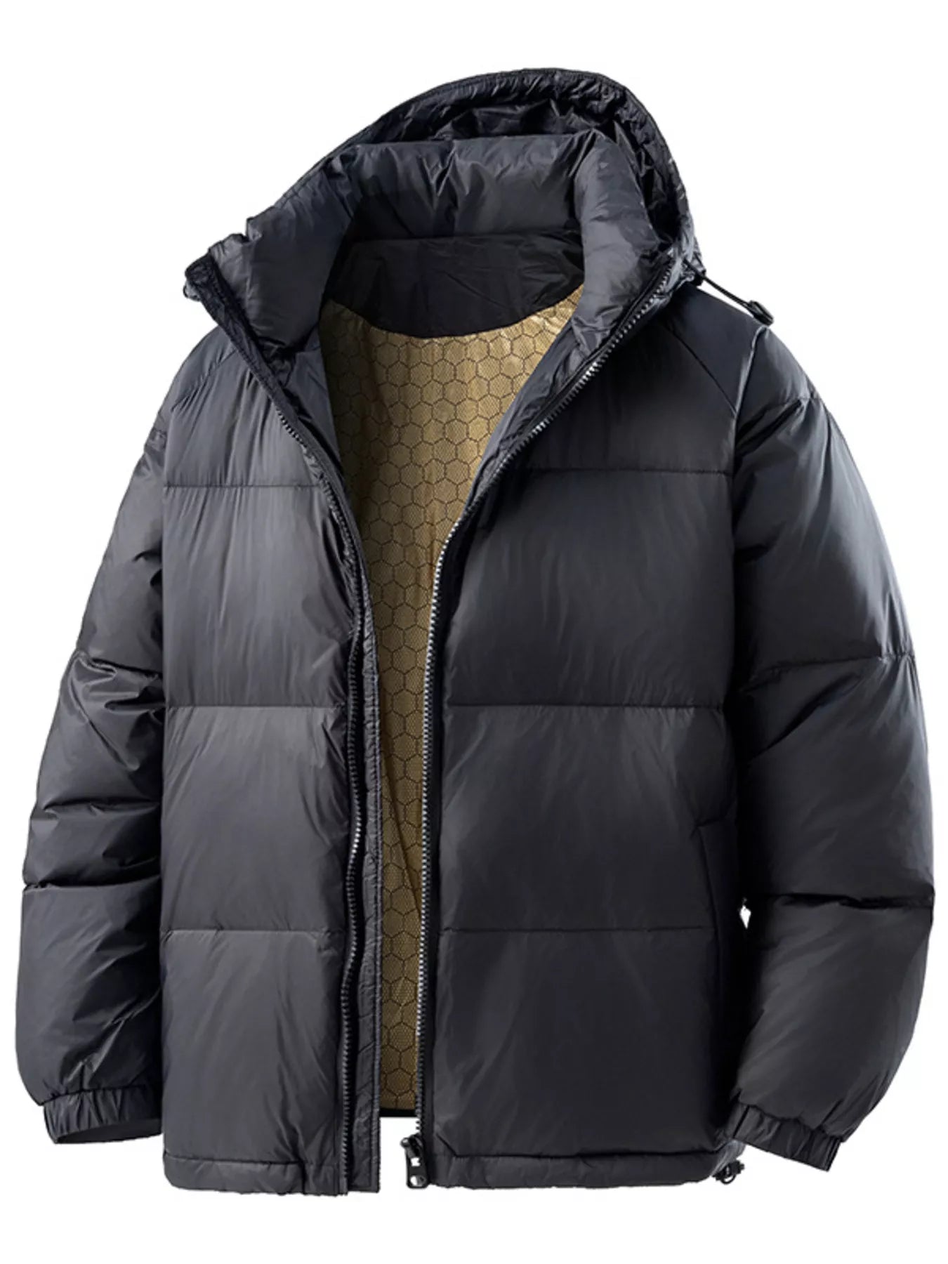 Men's Full Size Padded Hooded Puffer Jacket Plus Size designed for comfort and style at Lookzlike