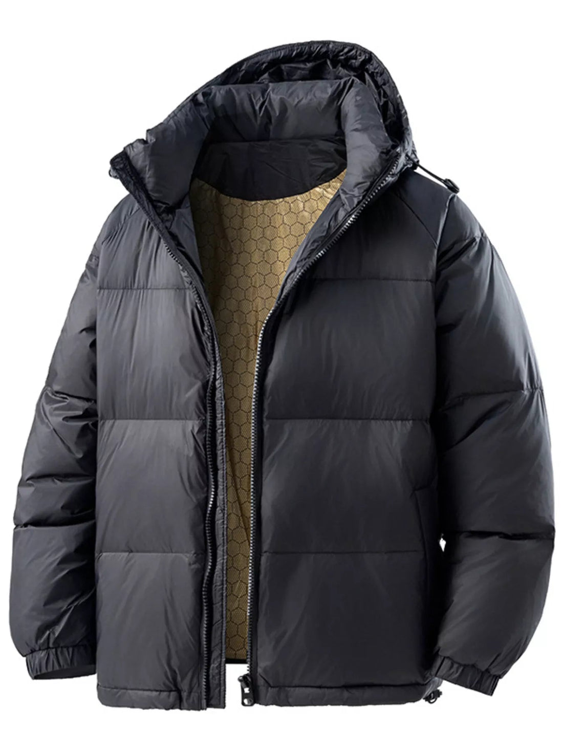 Men's Full Size Padded Hooded Puffer Jacket Plus Size designed for comfort and style at Lookzlike