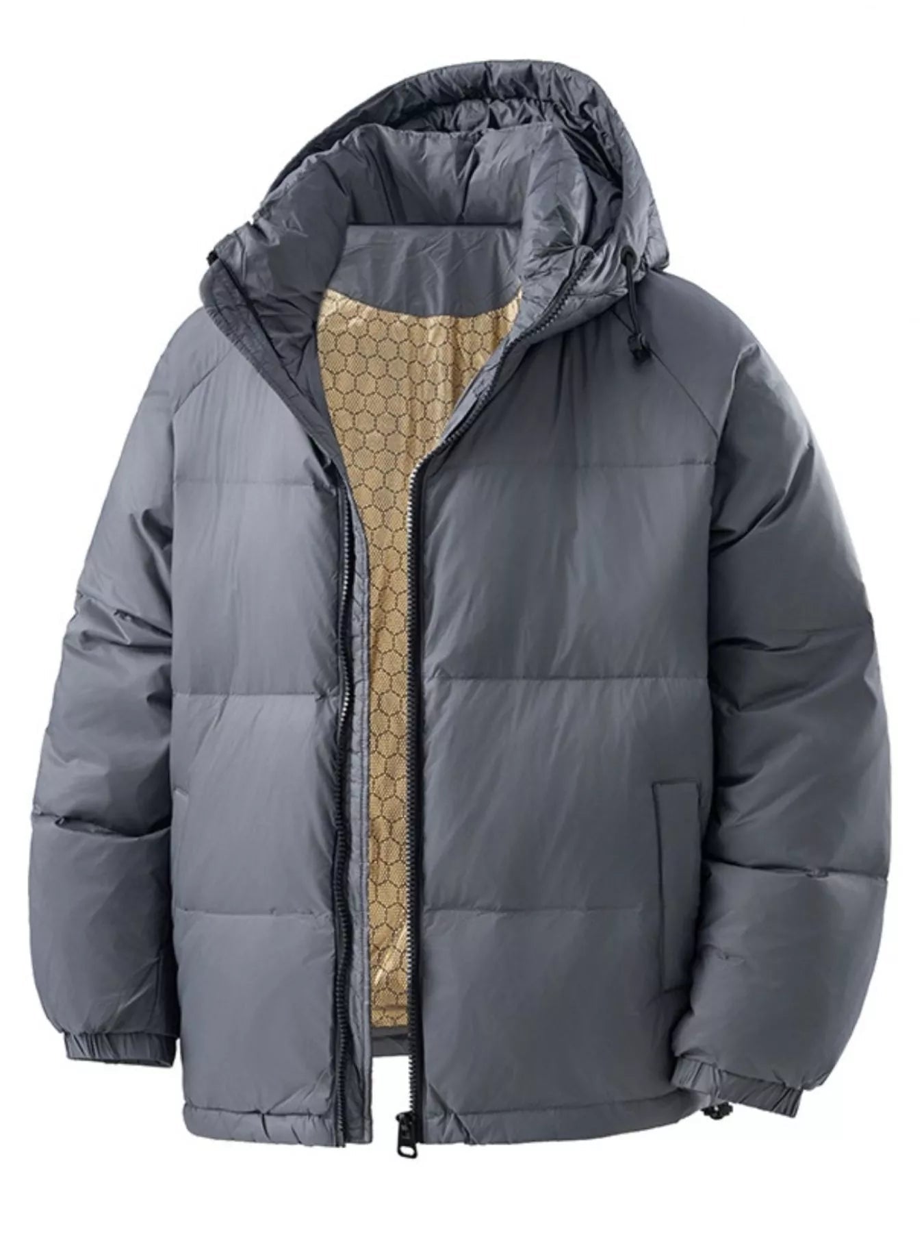 Men's Full Size Padded Hooded Puffer Jacket Plus Size designed for comfort and style at Lookzlike
