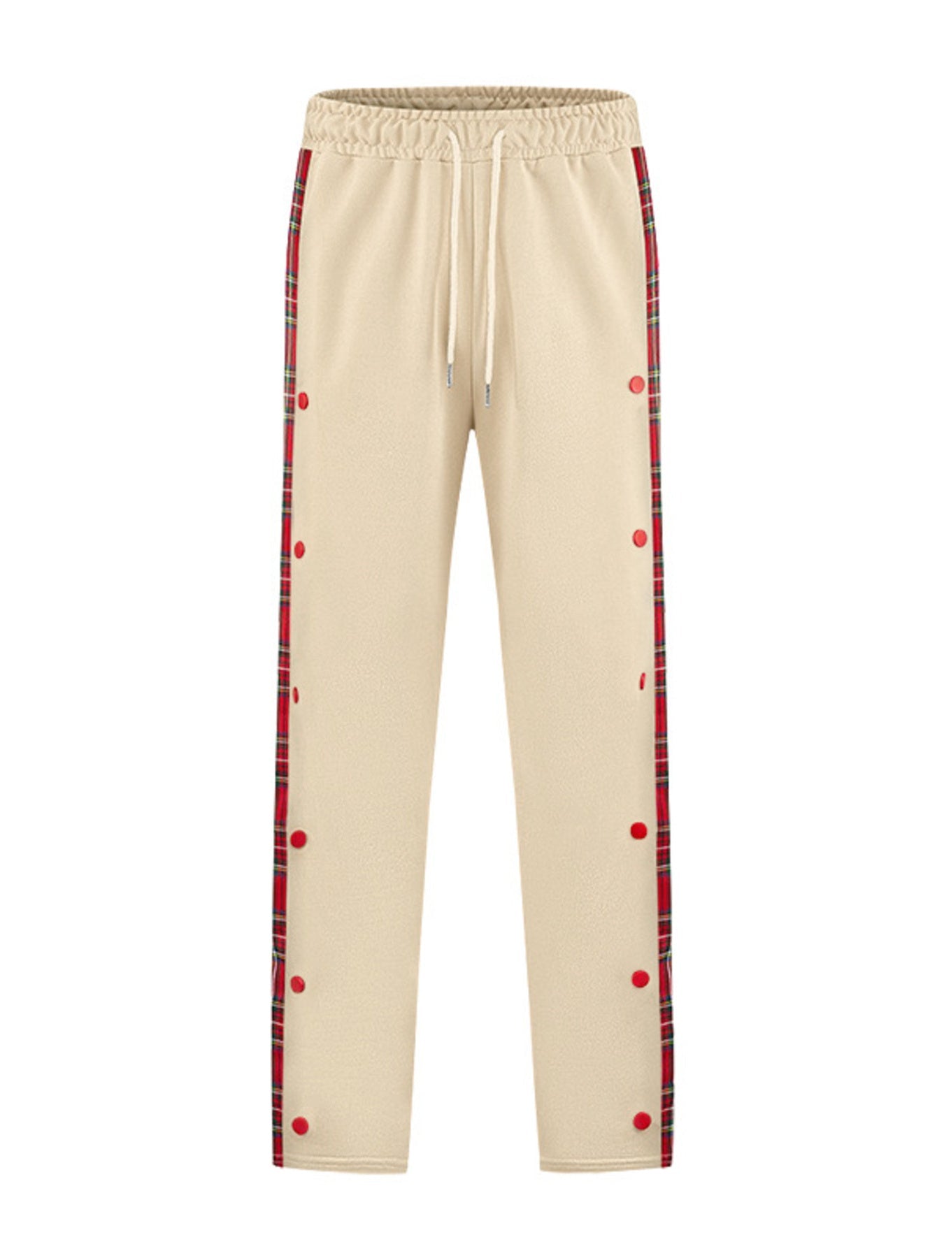 Men's Full Size Plaid Trim Snap-Button Track Pants Plus Size designed for comfort and style at Lookzlike