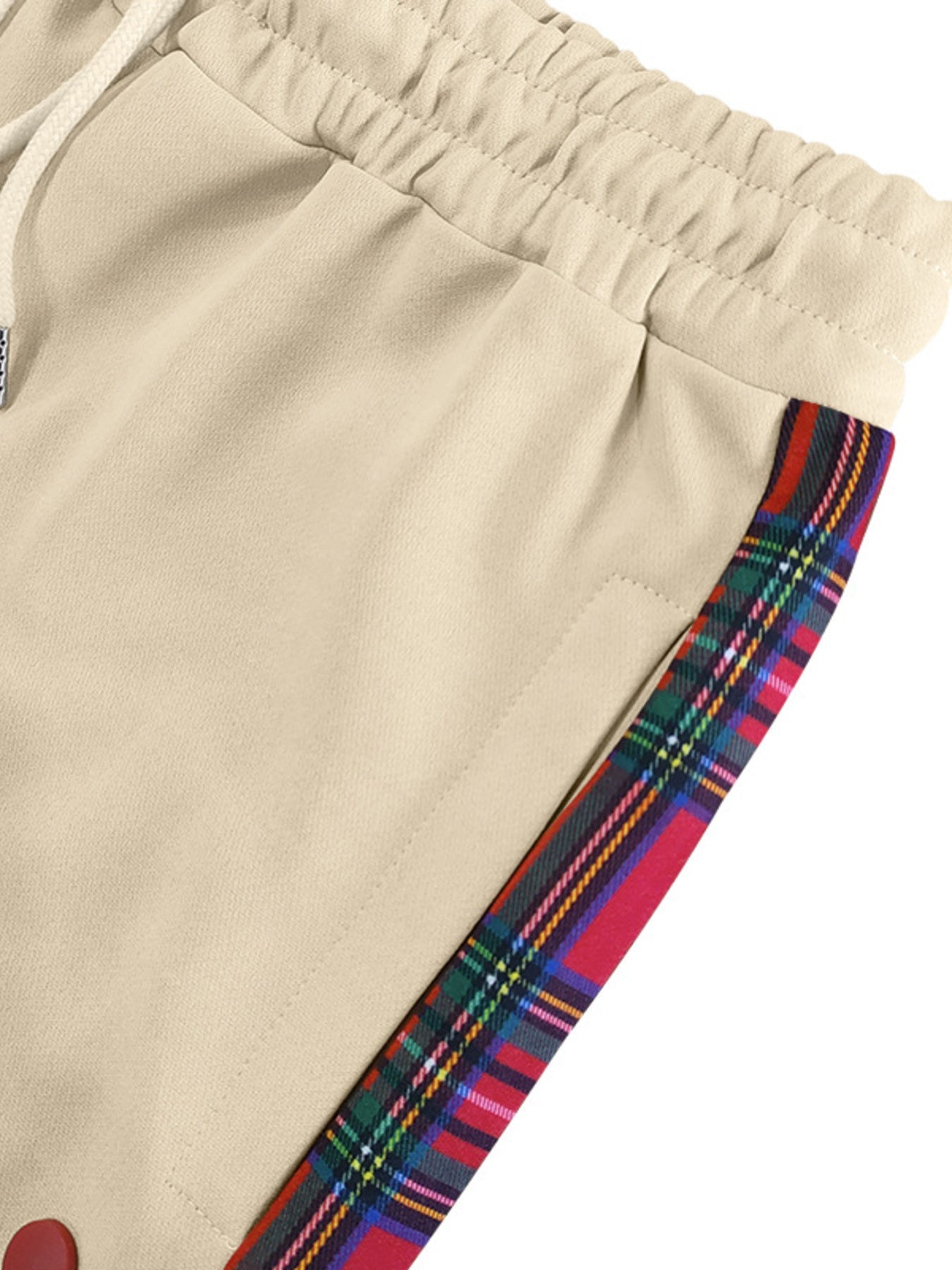 Men's Full Size Plaid Trim Snap-Button Track Pants Plus Size designed for comfort and style at Lookzlike