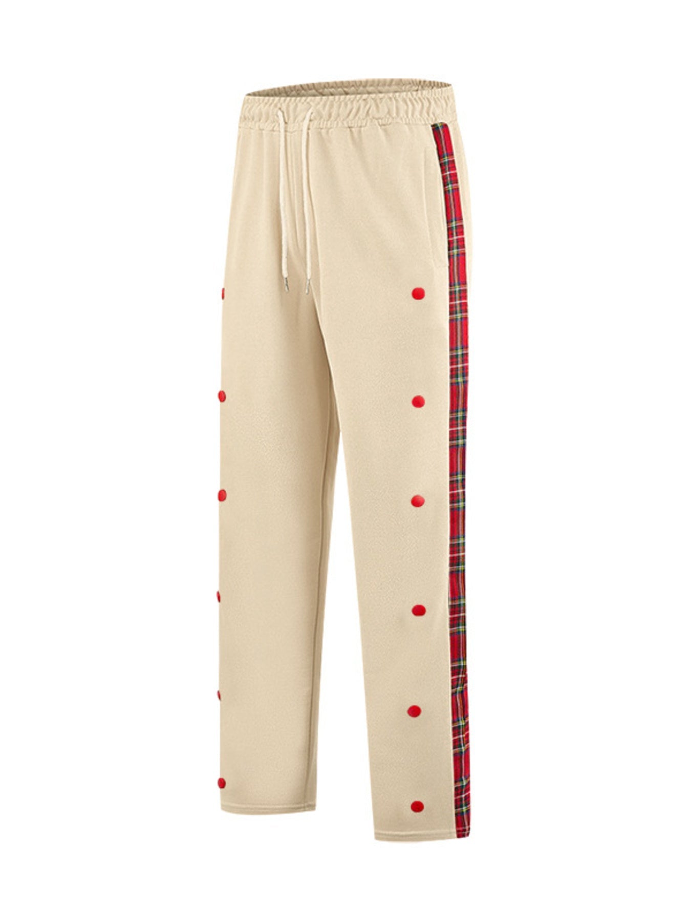 Men's Full Size Plaid Trim Snap-Button Track Pants Plus Size designed for comfort and style at Lookzlike