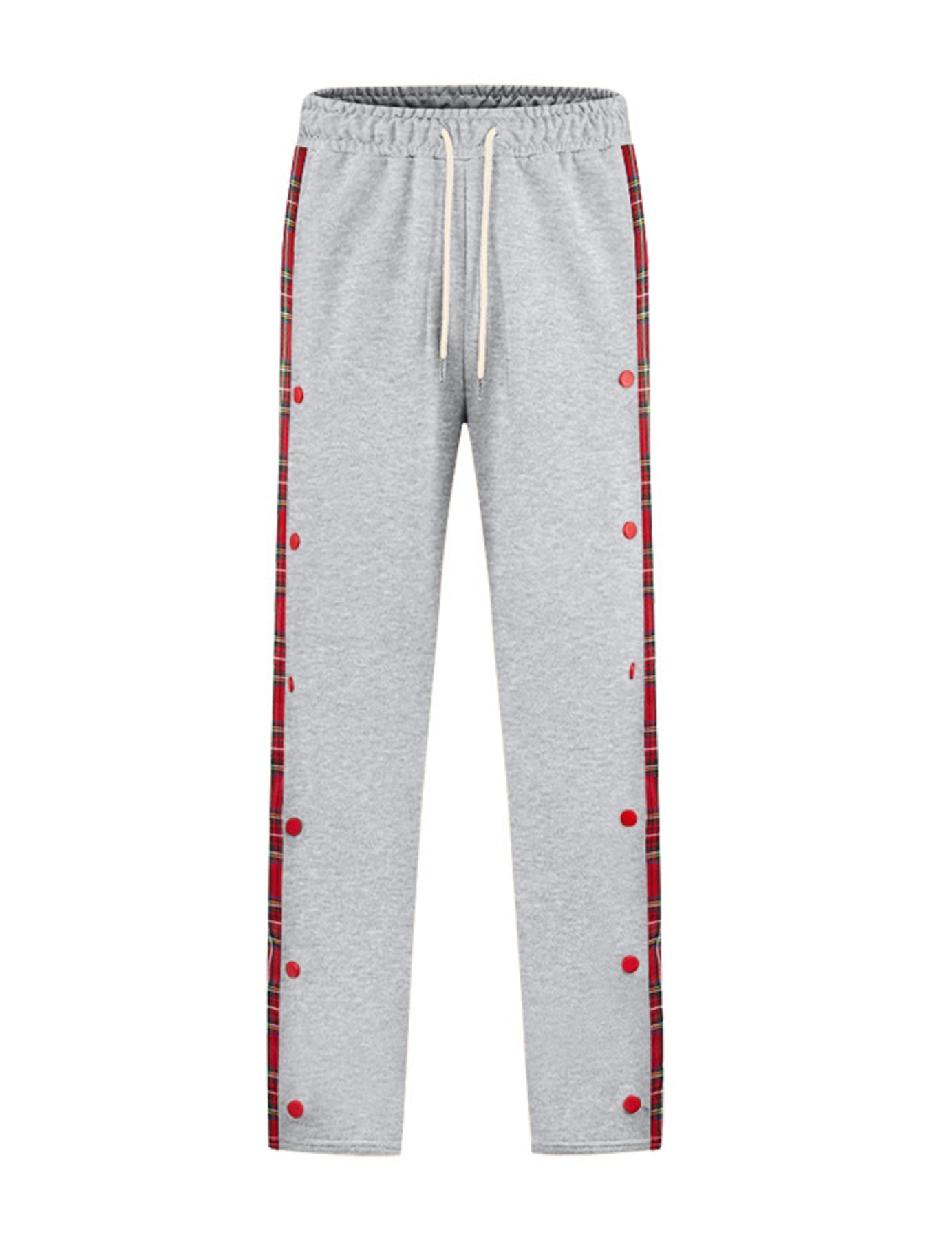 Men's Full Size Plaid Trim Snap-Button Track Pants Plus Size designed for comfort and style at Lookzlike